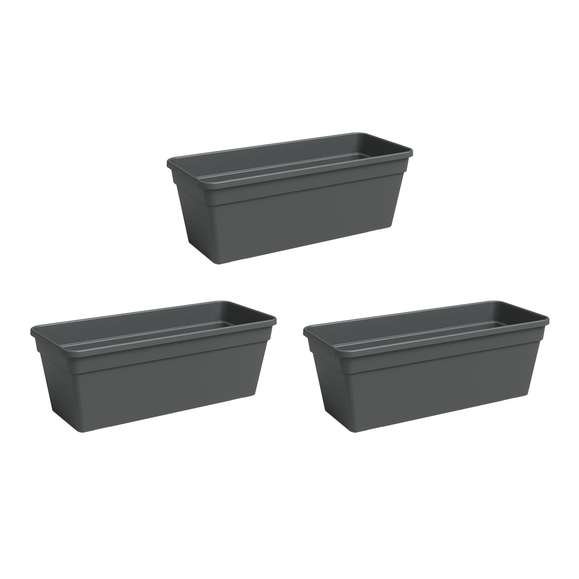 Pack 3 jardineras rectangulares de polipropileno artevasi madagascar 79 x 20.1 x 17 cm gris