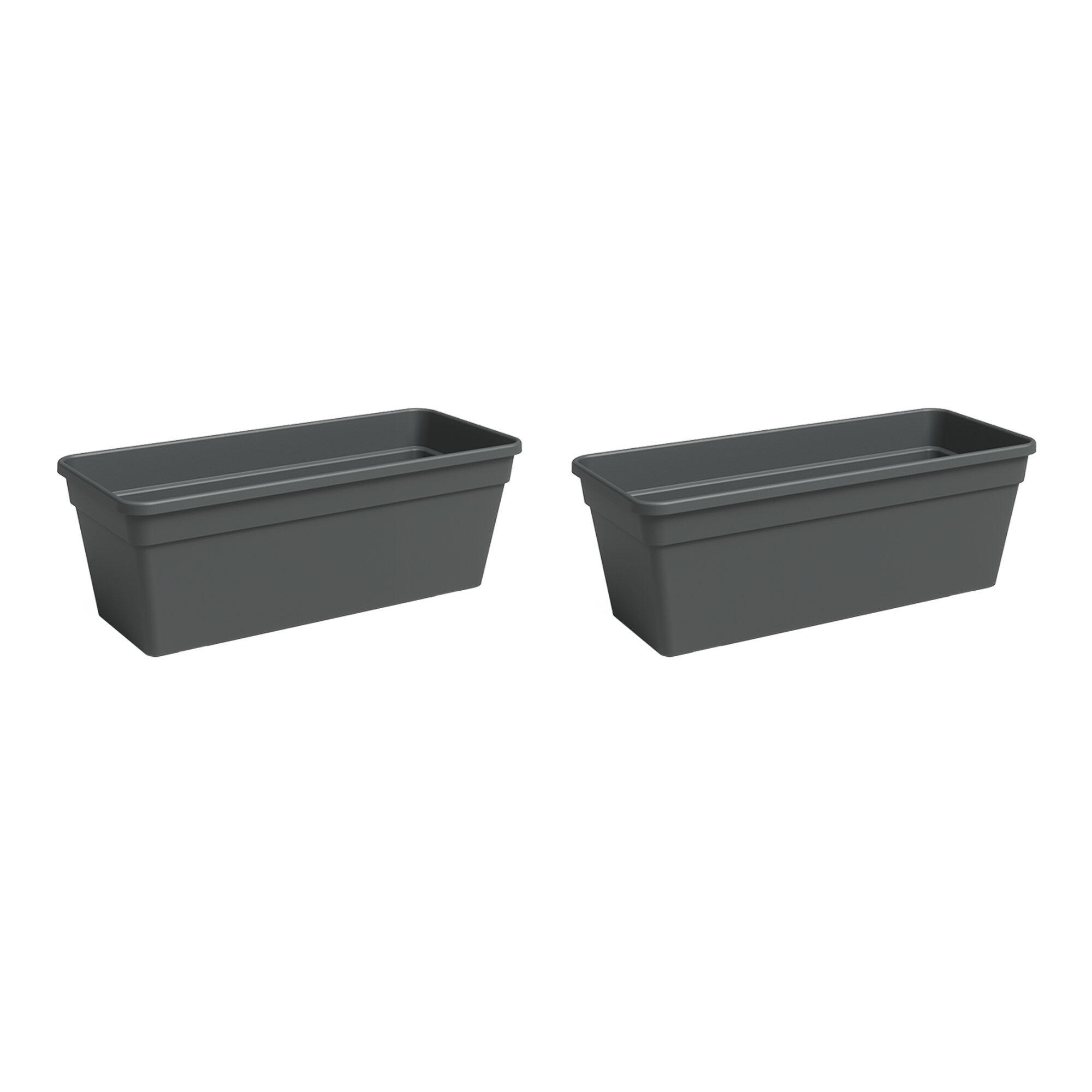 Pack 2 jardineras rectangular de polipropileno artevasi madagascar 39.1 x 18.1 x 17 cm gris