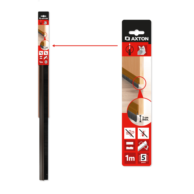 Bas de porte adhésif brosse AXTON, L.100 cm marron