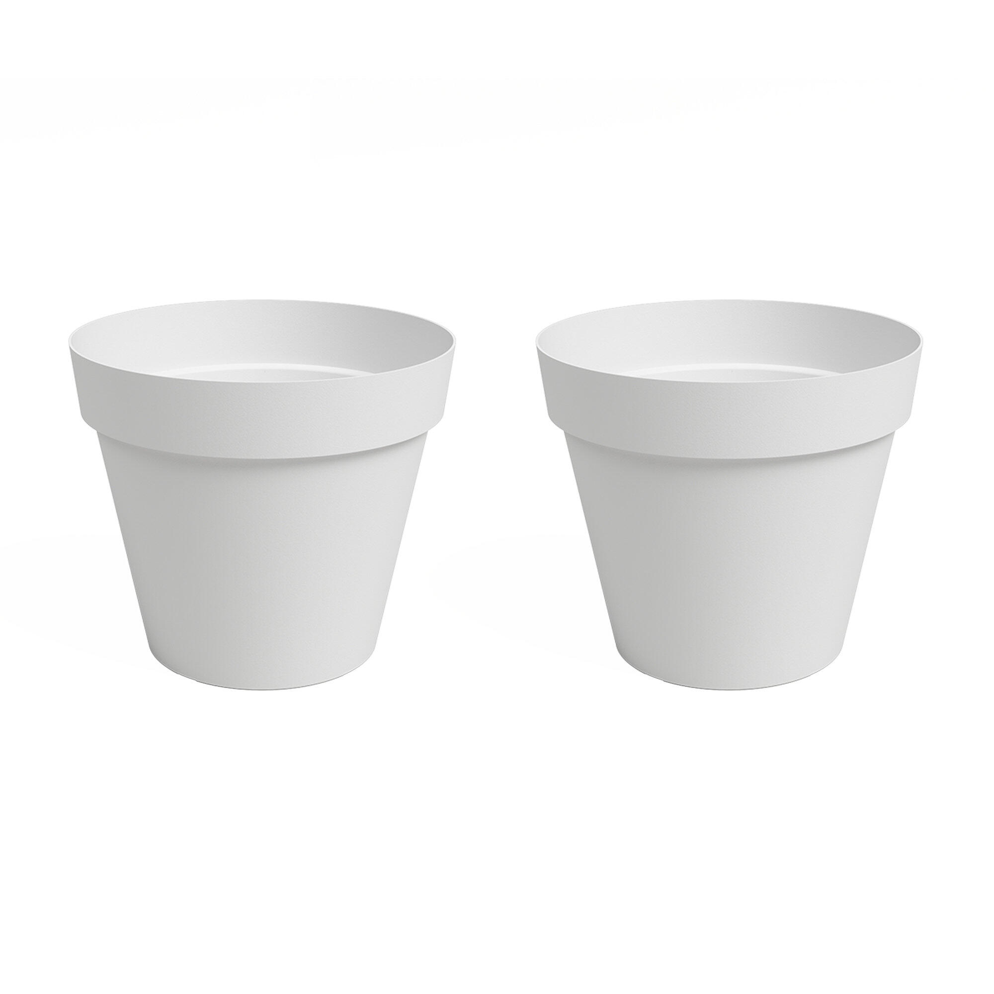 Pack 2 macetas redondas de polipropileno artevasi capri ø 30 cm y 31 cm altura blanco