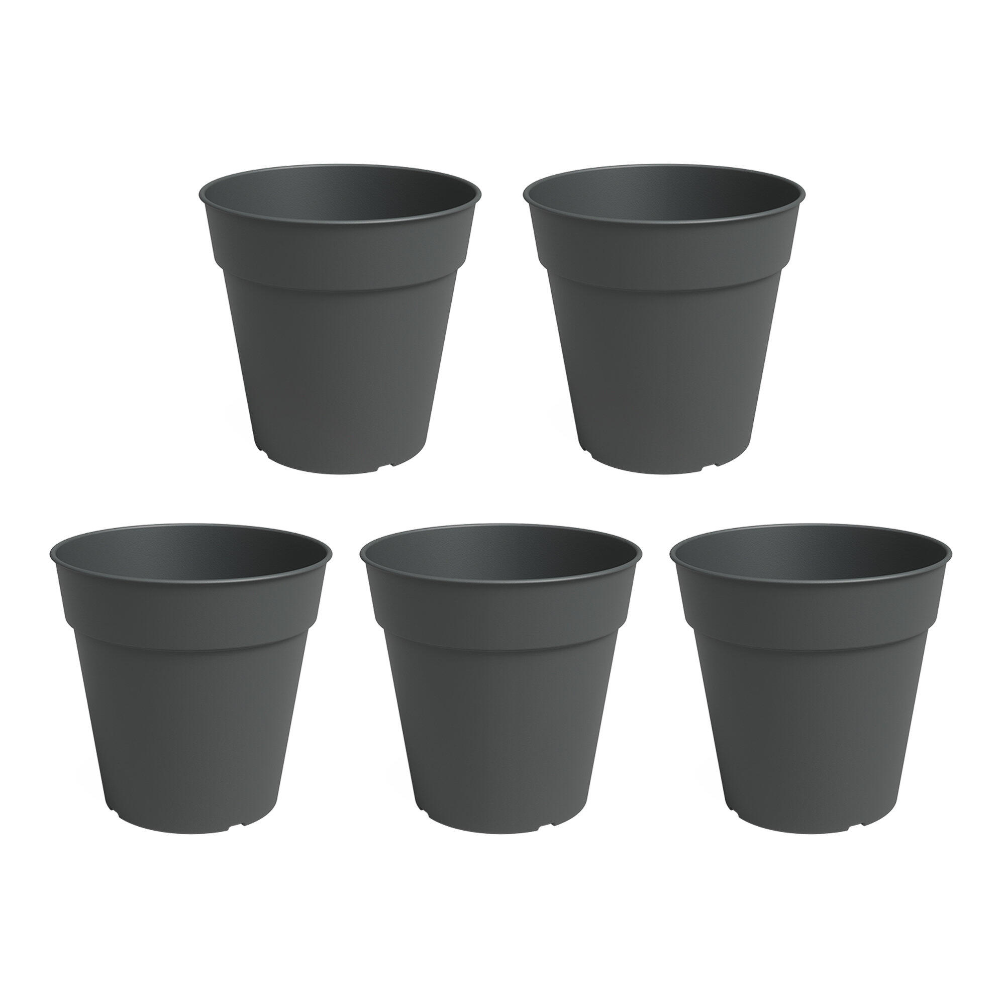 Pack 5 macetas de polipropileno madagascar gris de 21x21x29.4cm