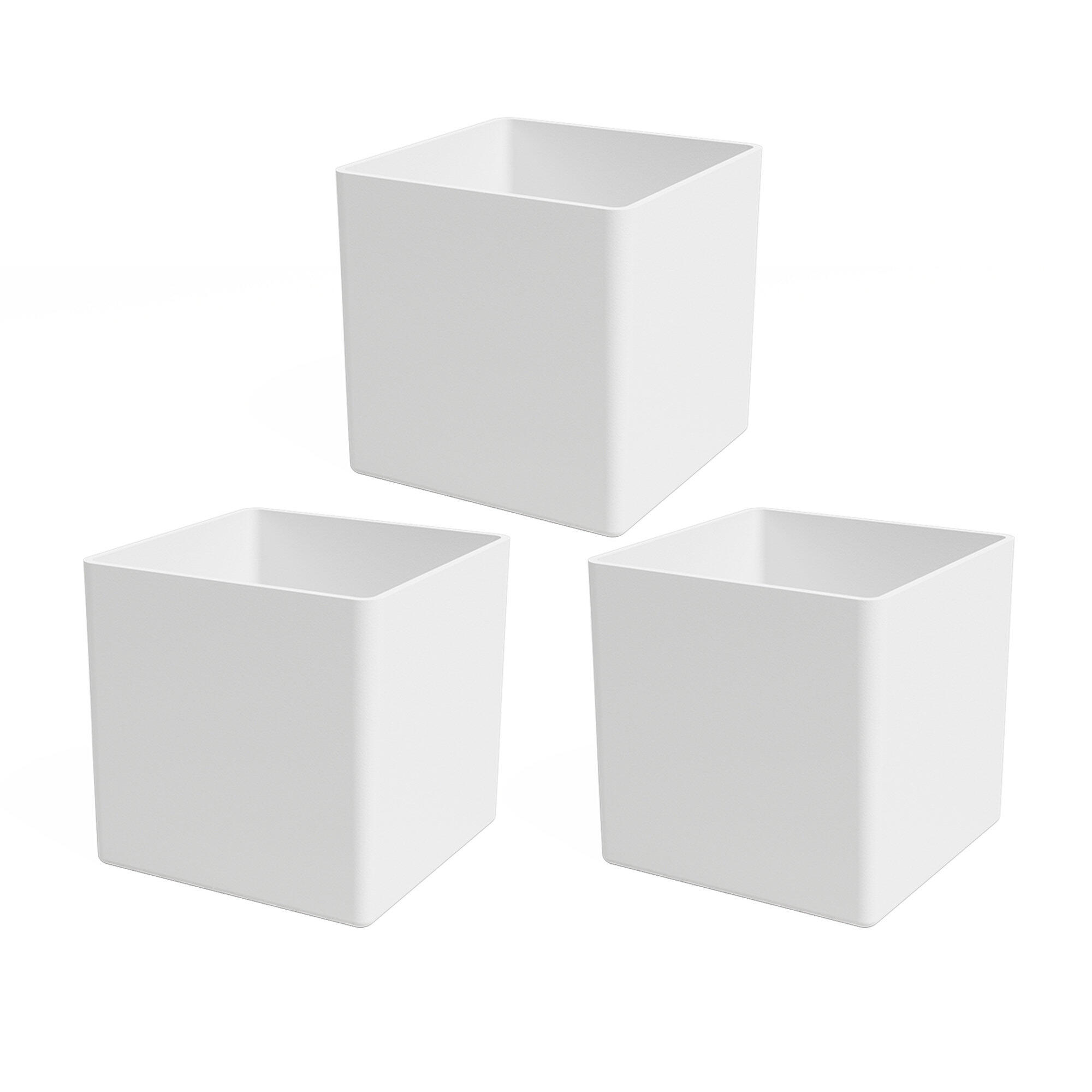 Pack 3 macetas cúbicas de polipropileno artevasi oslo 10.5 x 16.5 x 10.5 cm blanco