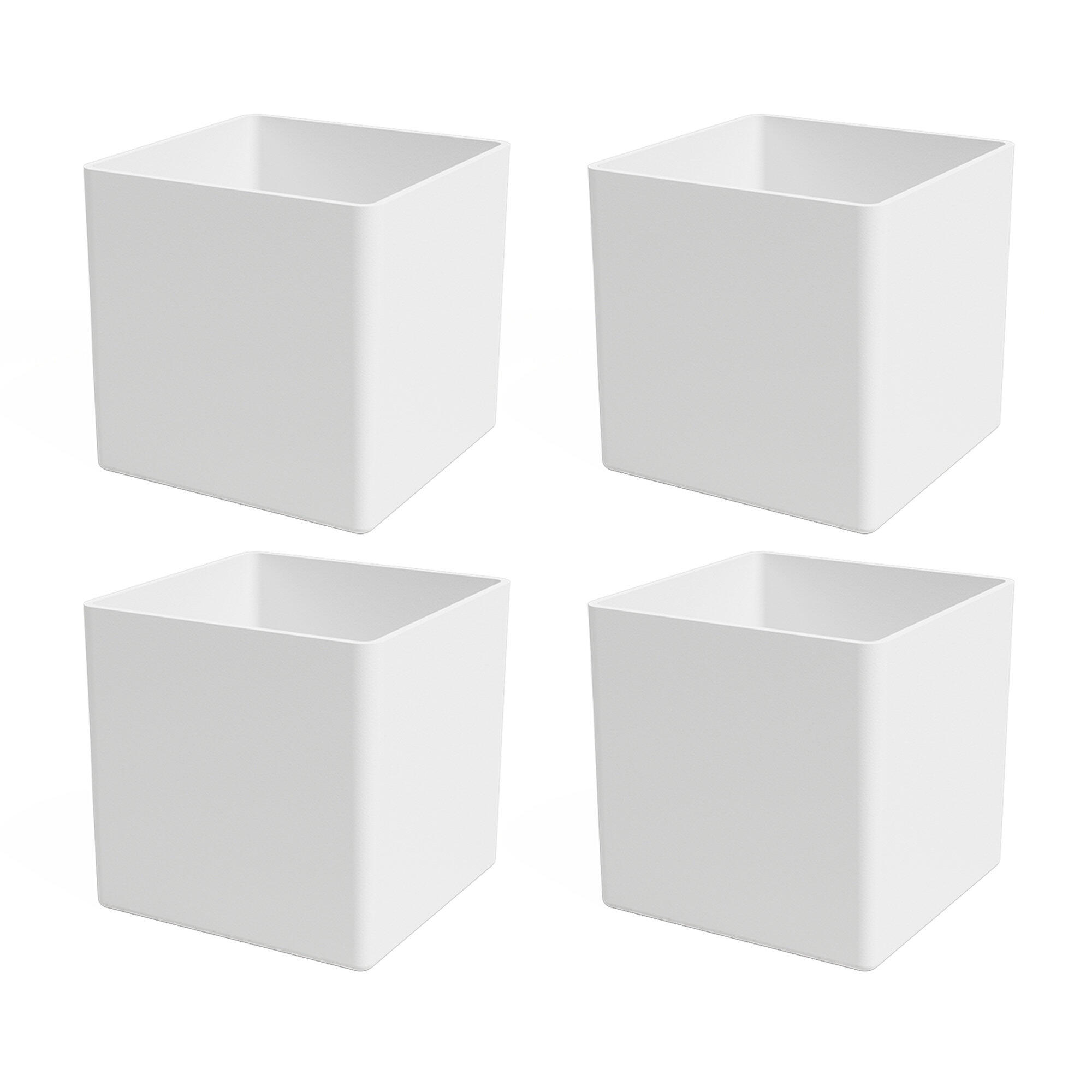 Pack 4 macetas cúbicas de polipropileno artevasi oslo 16.5 x 24.5 x 16.5 cm blanco