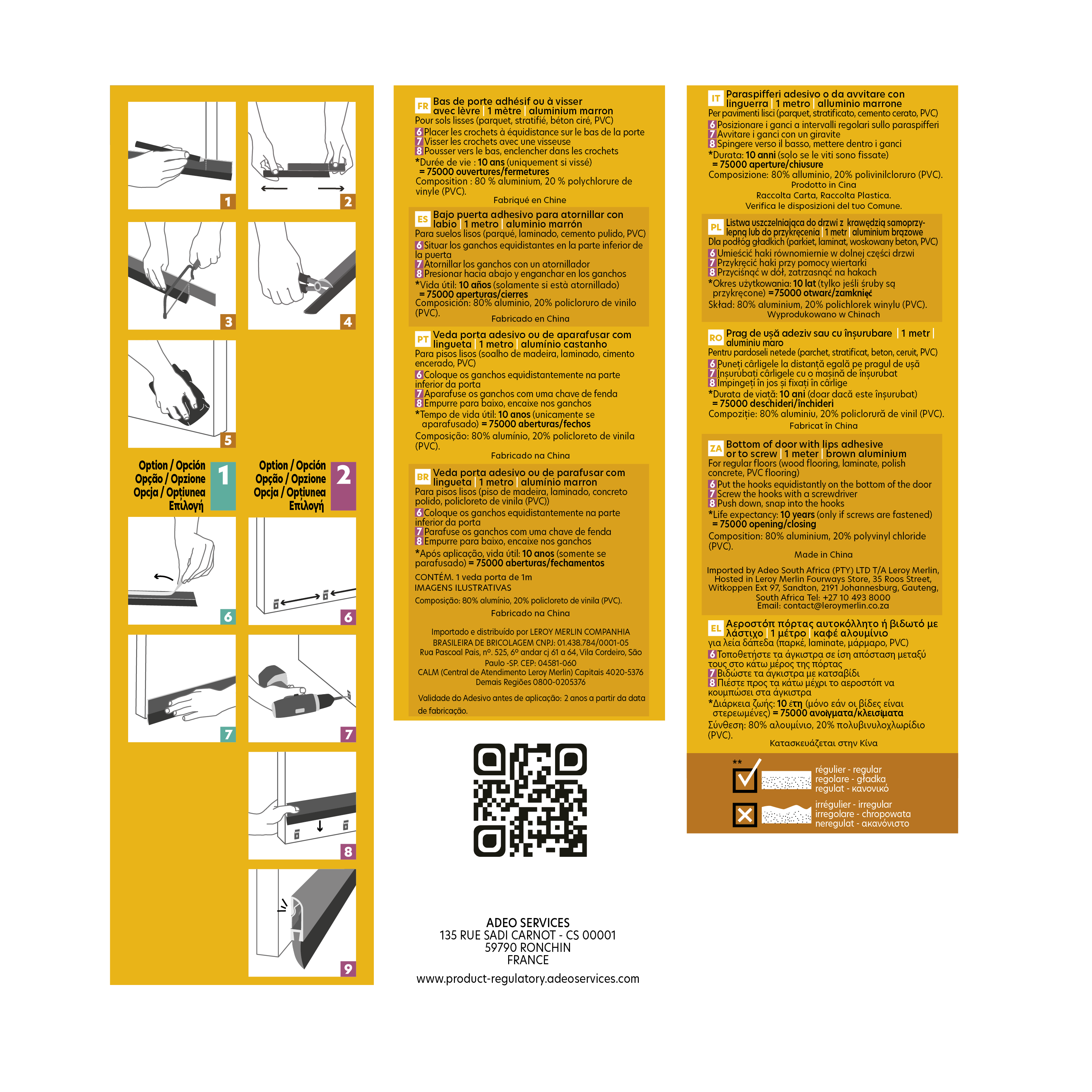 Burlete de puerta interior AXTON goma en color marrón, 20 mm de espesor x 4.3 cm de altura x 100 cm de longitud. Perfil junta plano. Recortable. Tipo de instalación atornillar. - 3