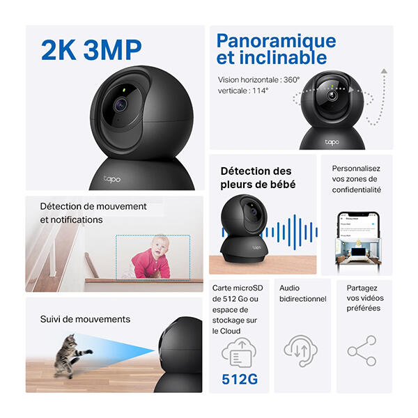 Caméra de surveillance motorisé secteur wifi TP-LINK Tapo c211 - 4