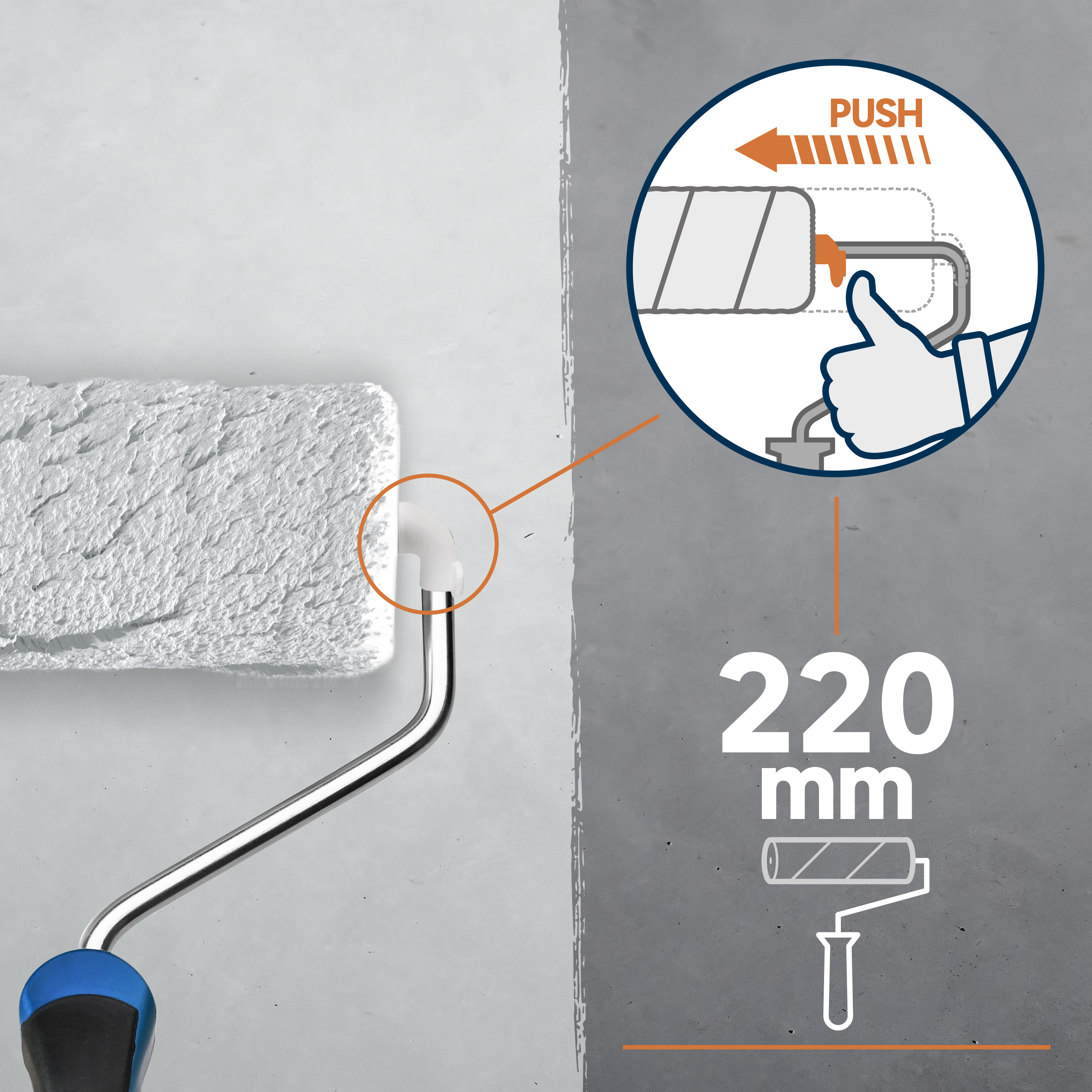 Ricambio rullo per pavimenti in poliestere 22 cm DEXTER - 3