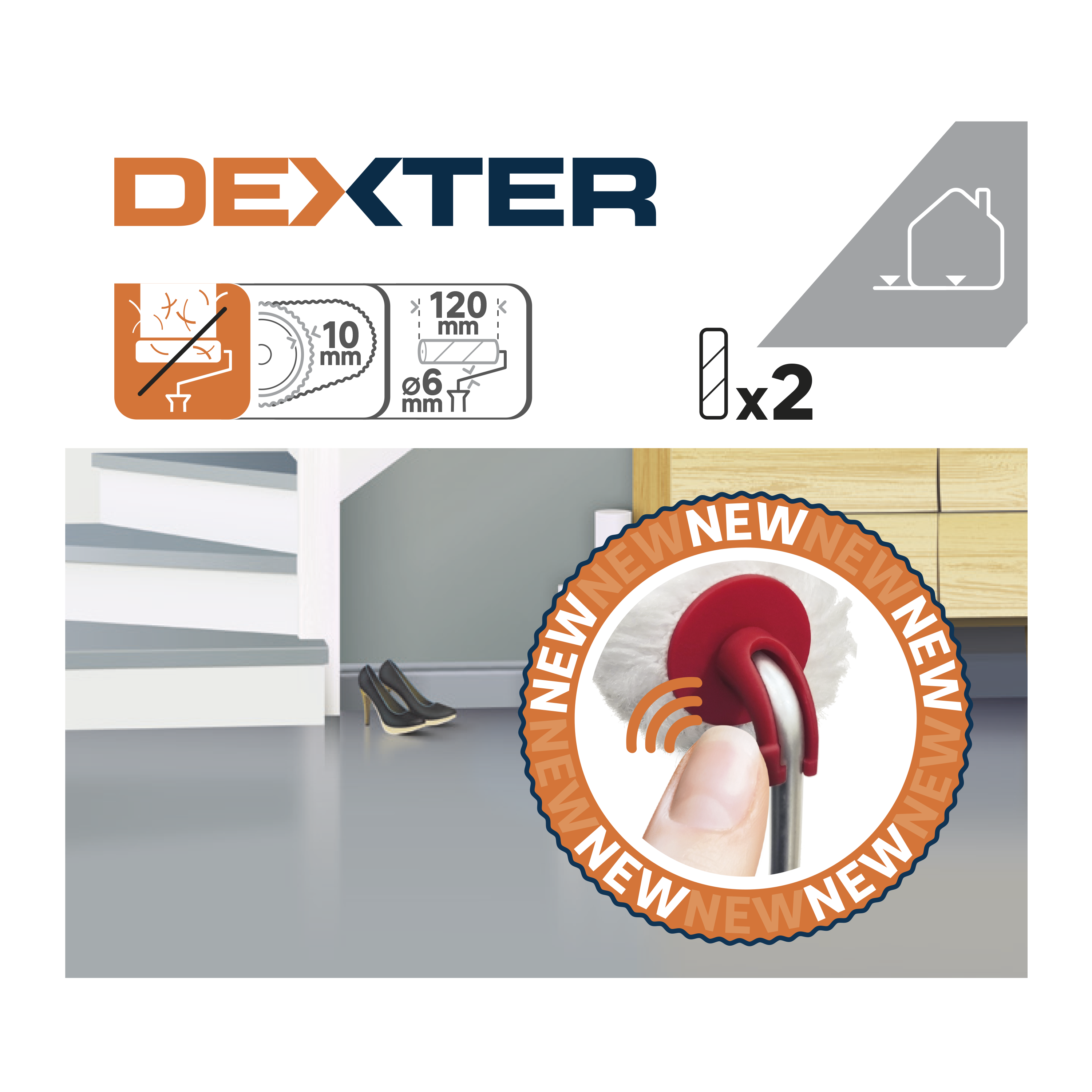 Zapas miniwałka do podłóg Easy Clip 120 mm 2szt Dexter - 3