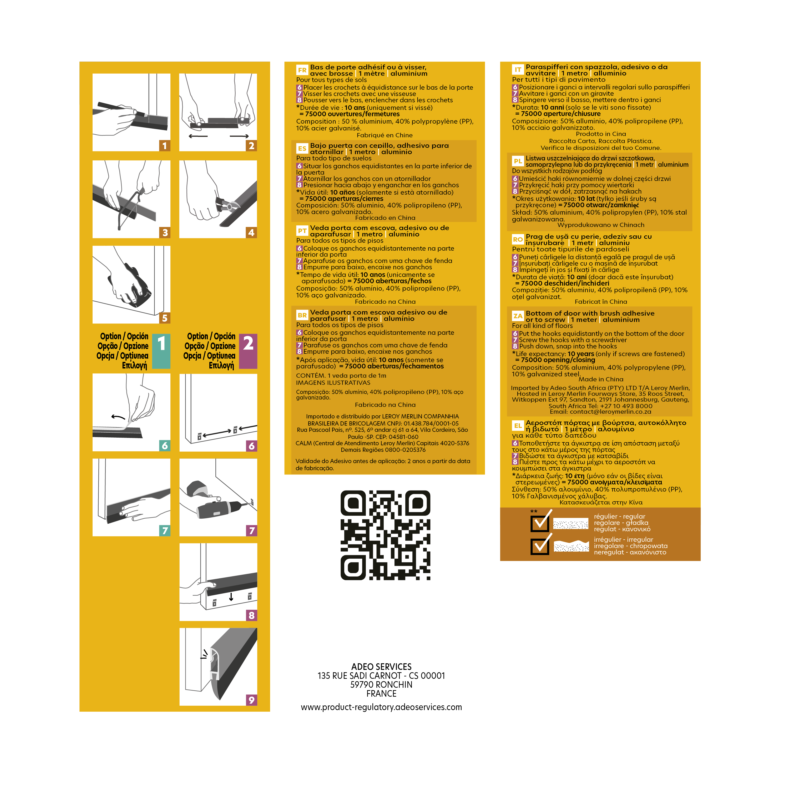 Bas de porte à visser brosse AXTON, L.100 cm aluminium - 3
