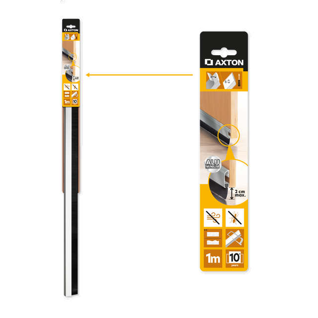 Bas de porte à visser brosse AXTON, L.100 cm aluminium