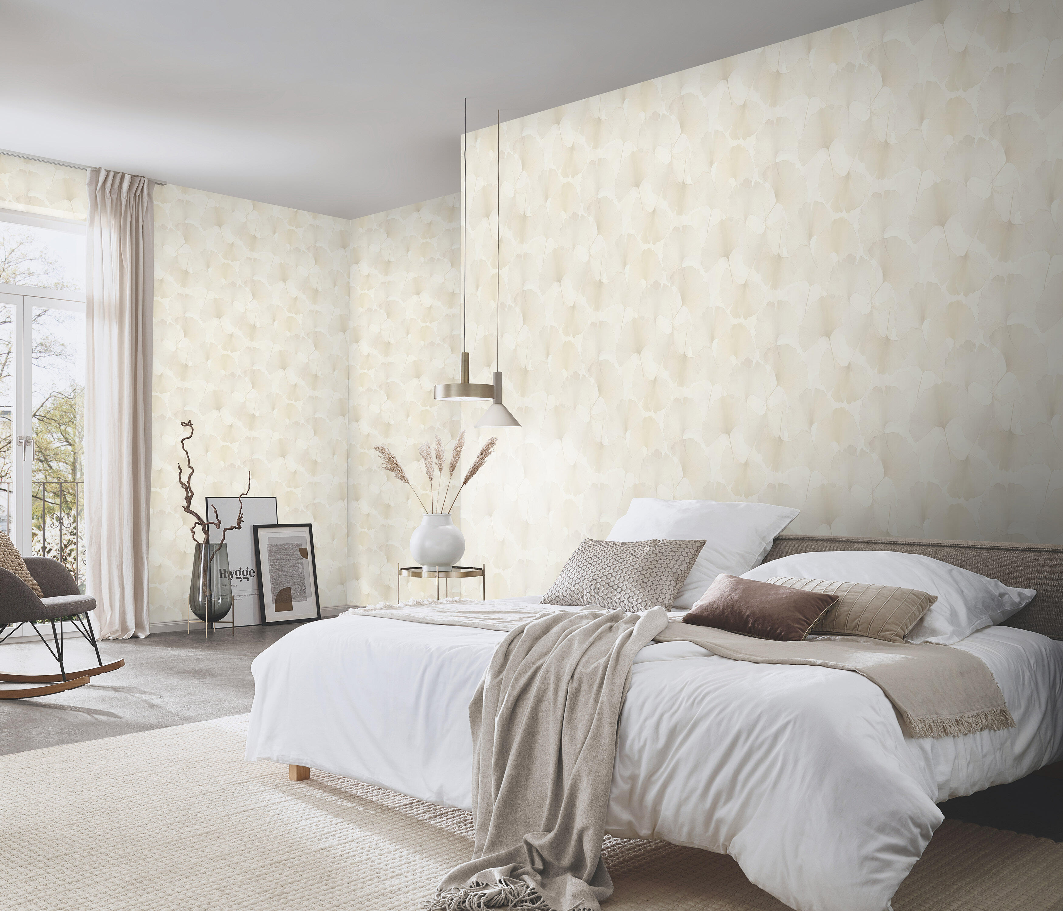 Papier peint intissé, Elysium, Ginko dream , nacre | Leroy Merlin