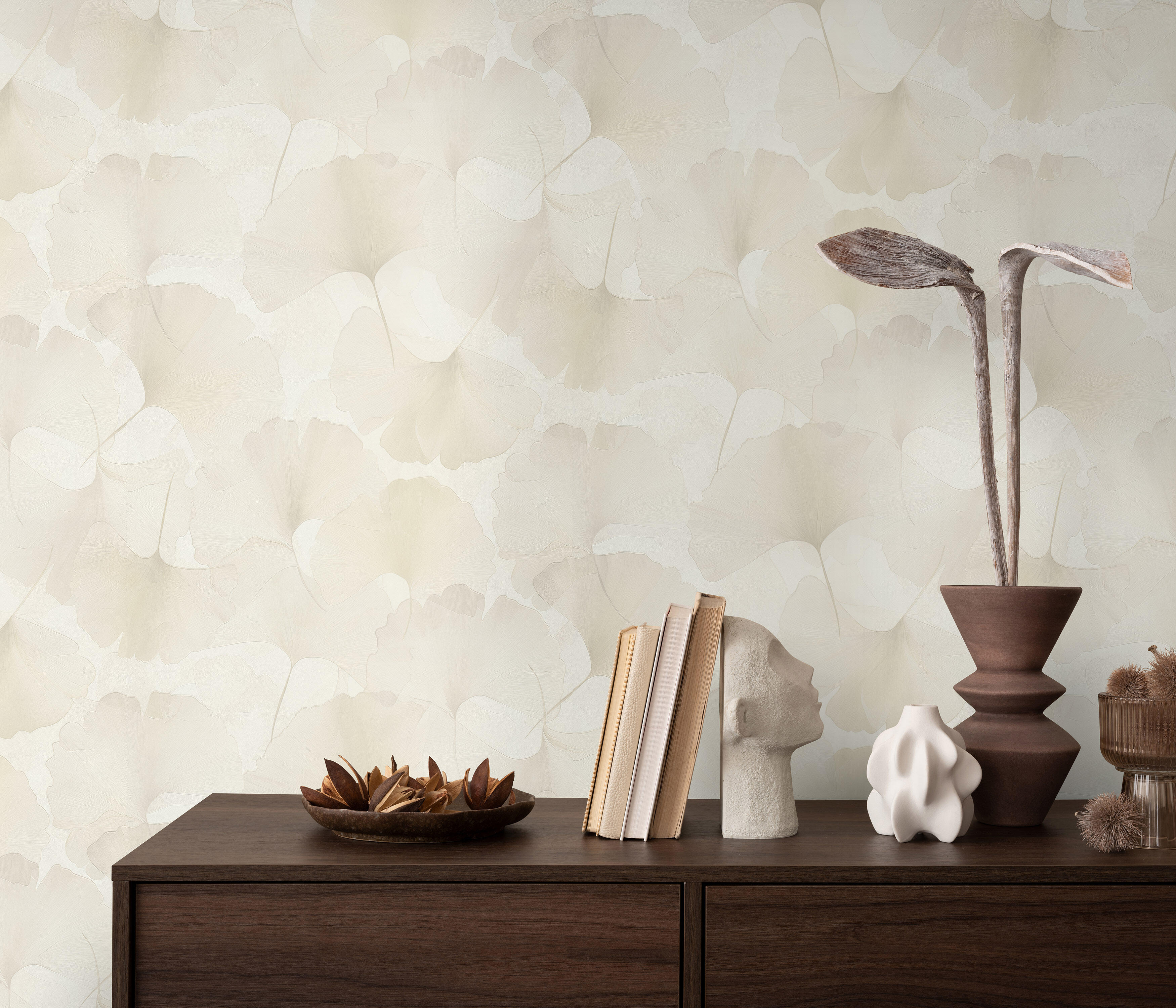 Papier peint intissé, Elysium, Ginko dream, nacre | Leroy Merlin