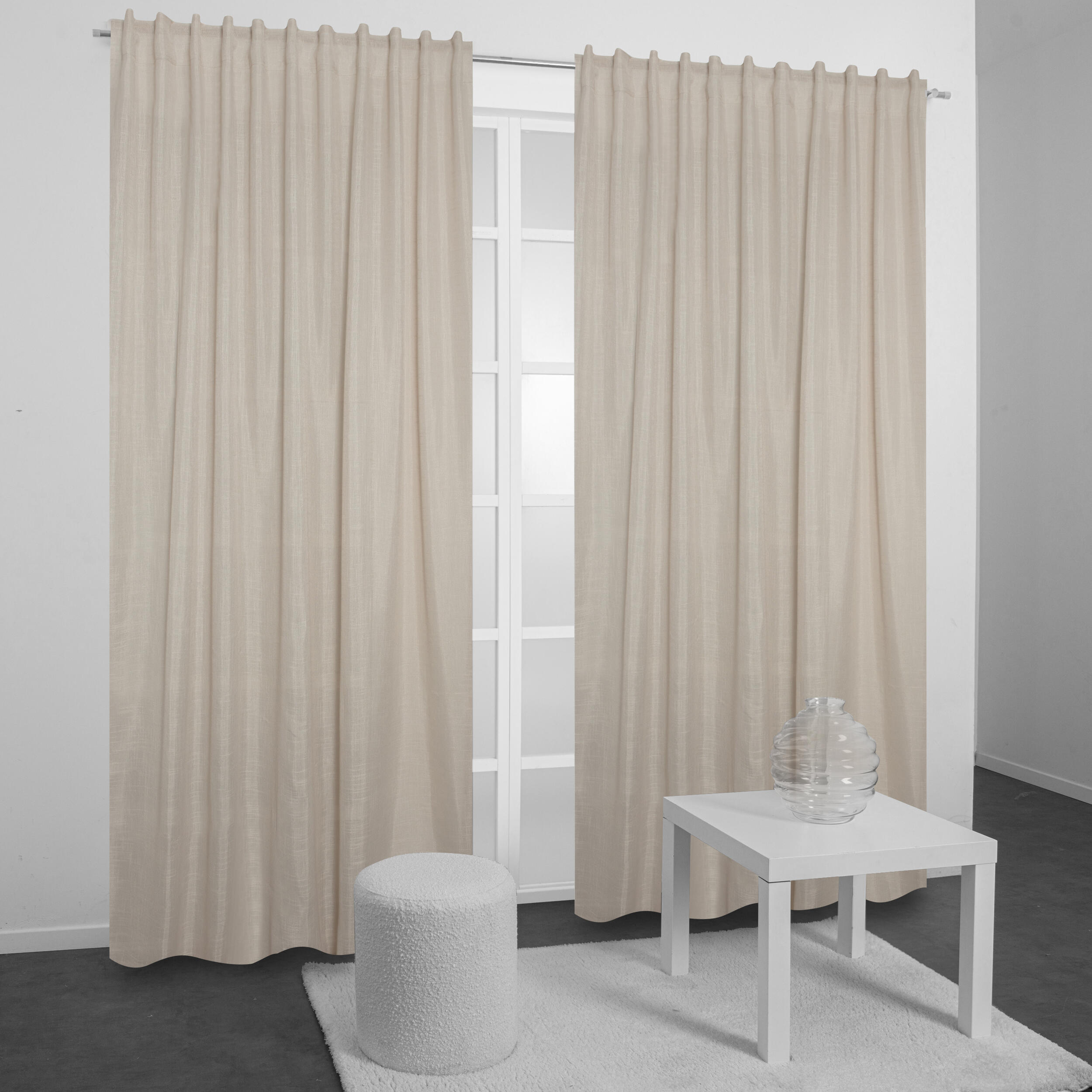 Pack 2 Cortinados de fita e/ou presilha Nora 200x280cm bege - 5