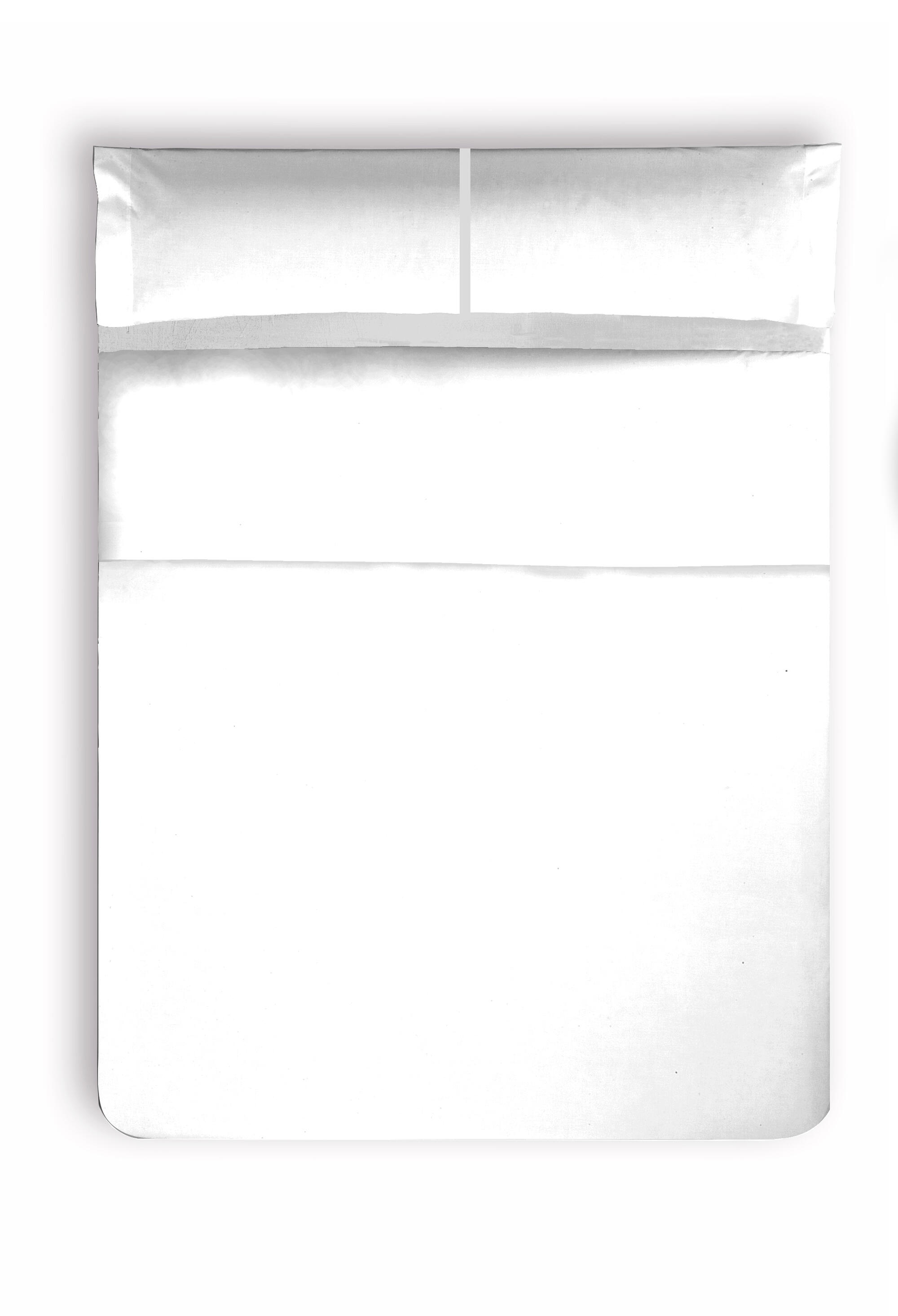 Juego de sábanas algodón liso blanco para cama de 150 cm 1 bajera, 1 encimera y 2 fundas de almohada - 2