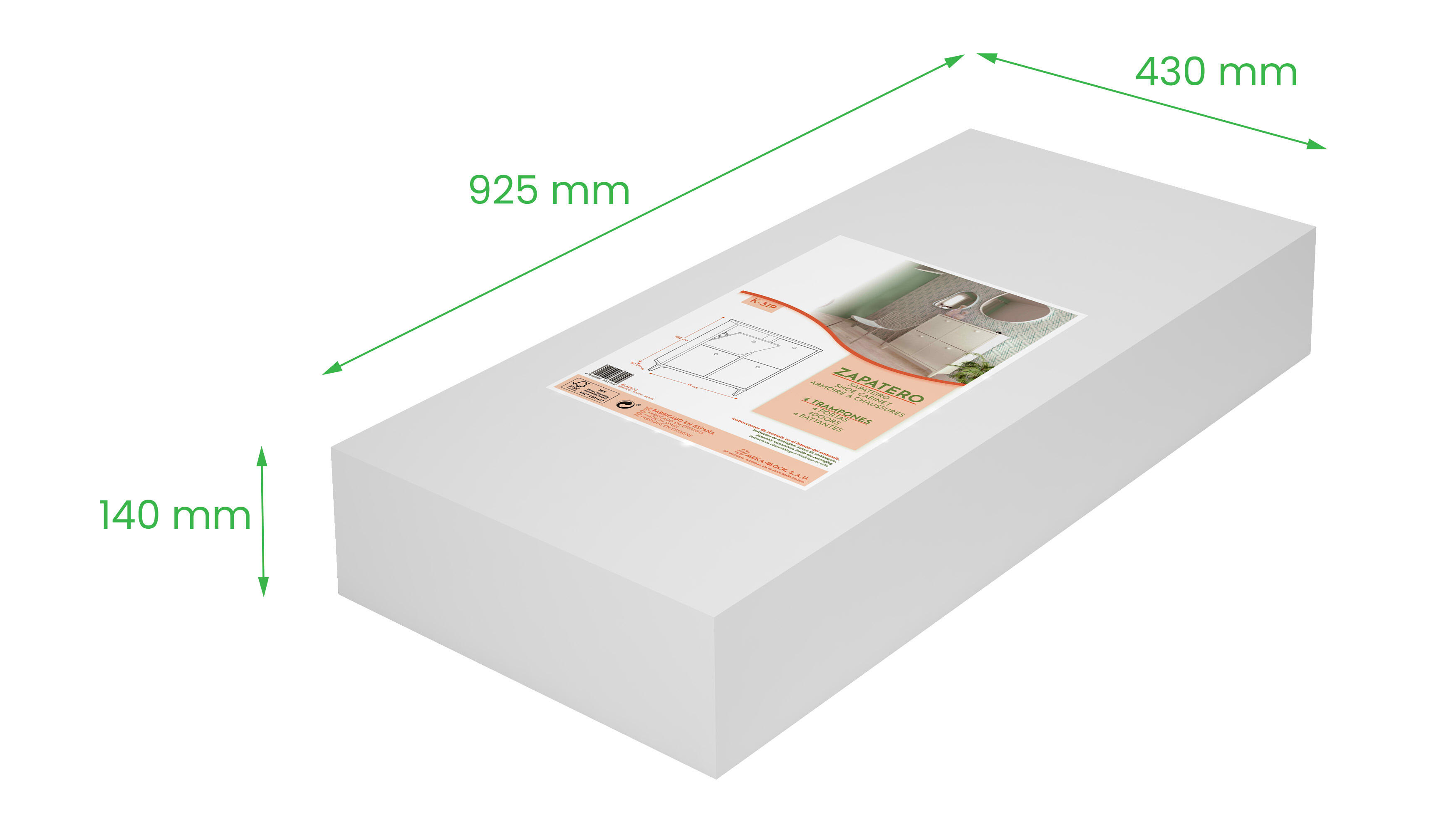 Sapateira 4 portas alçapão fixar parede 101x90x20cm branco - 9
