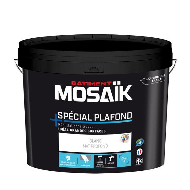 Peinture intérieure spéciale plafond blanc mat 10 L - MOSAIK HPO