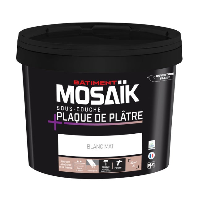 Sous-couche plaque de plâtre blanc 3 L - MOSAIK