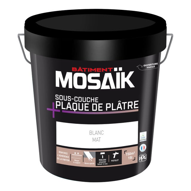Sous-couche plaque de plâtre blanc 15 L - MOSAIK