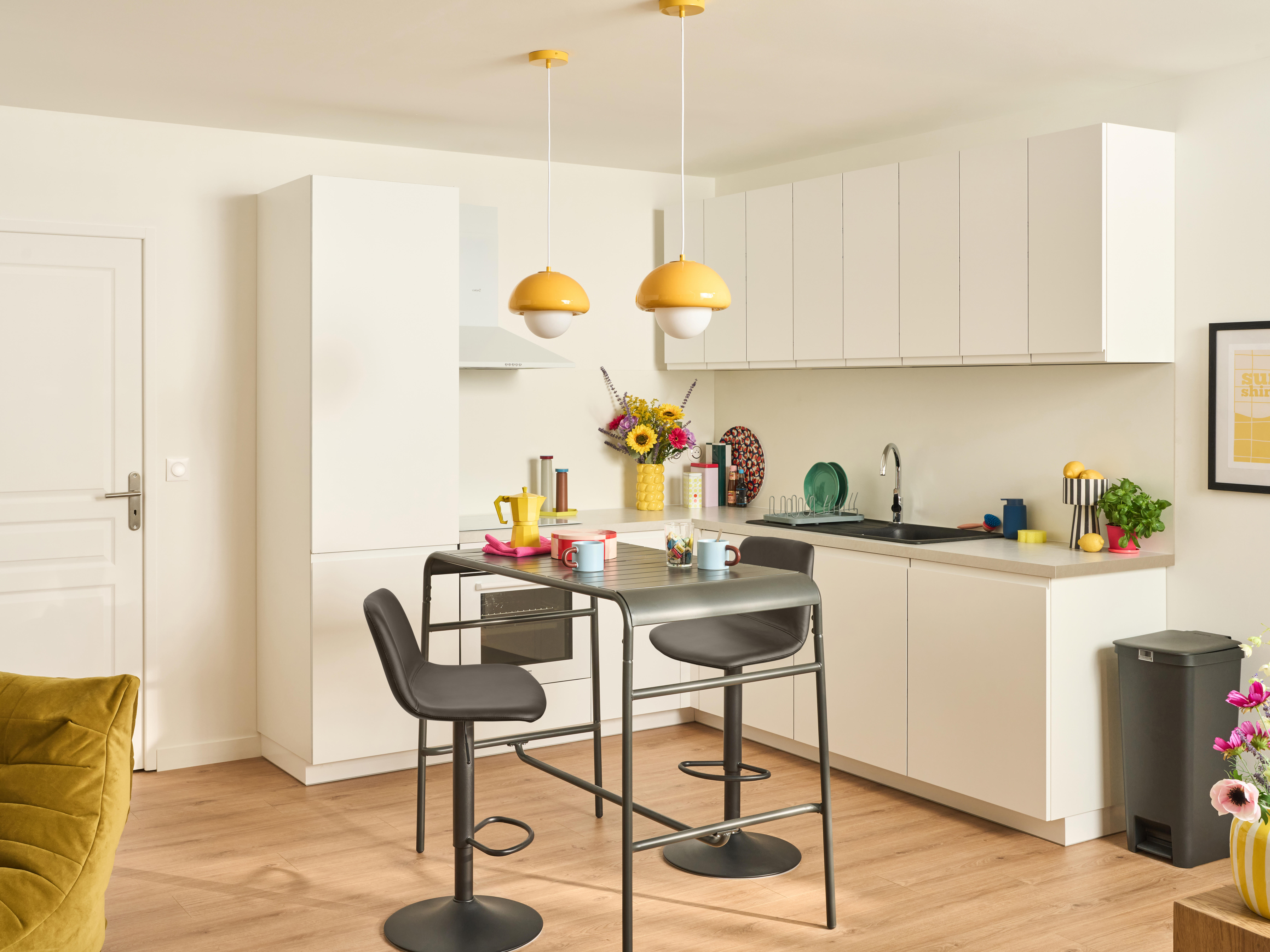 Meuble bas de cuisine Tokyo blanc mat 1 porte H77 x l60 - 2