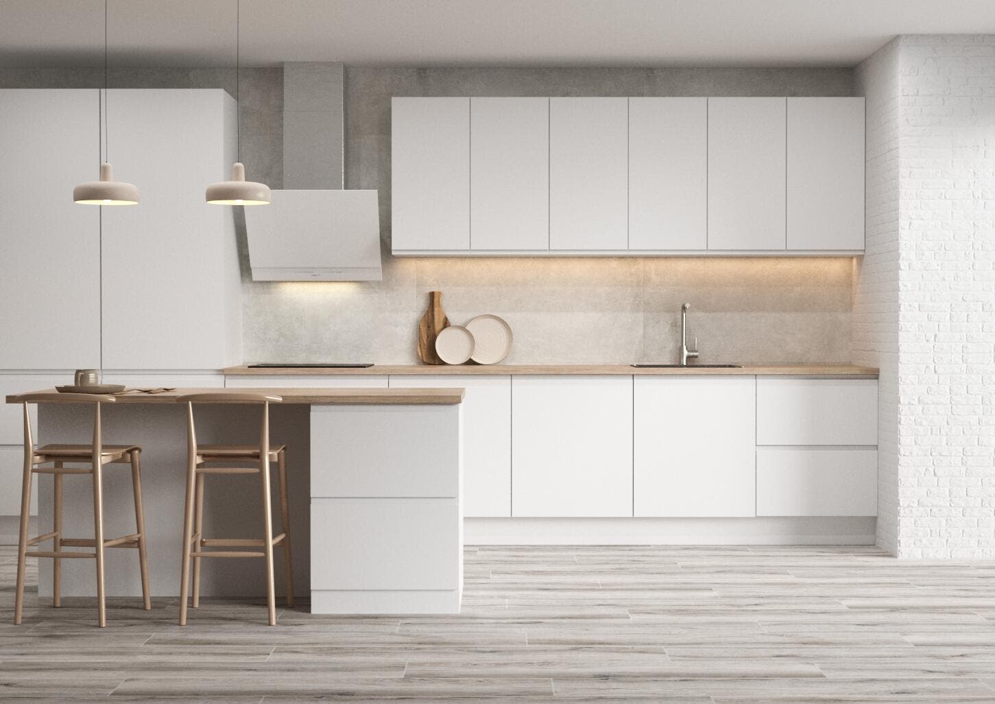 cocina blanca y madera