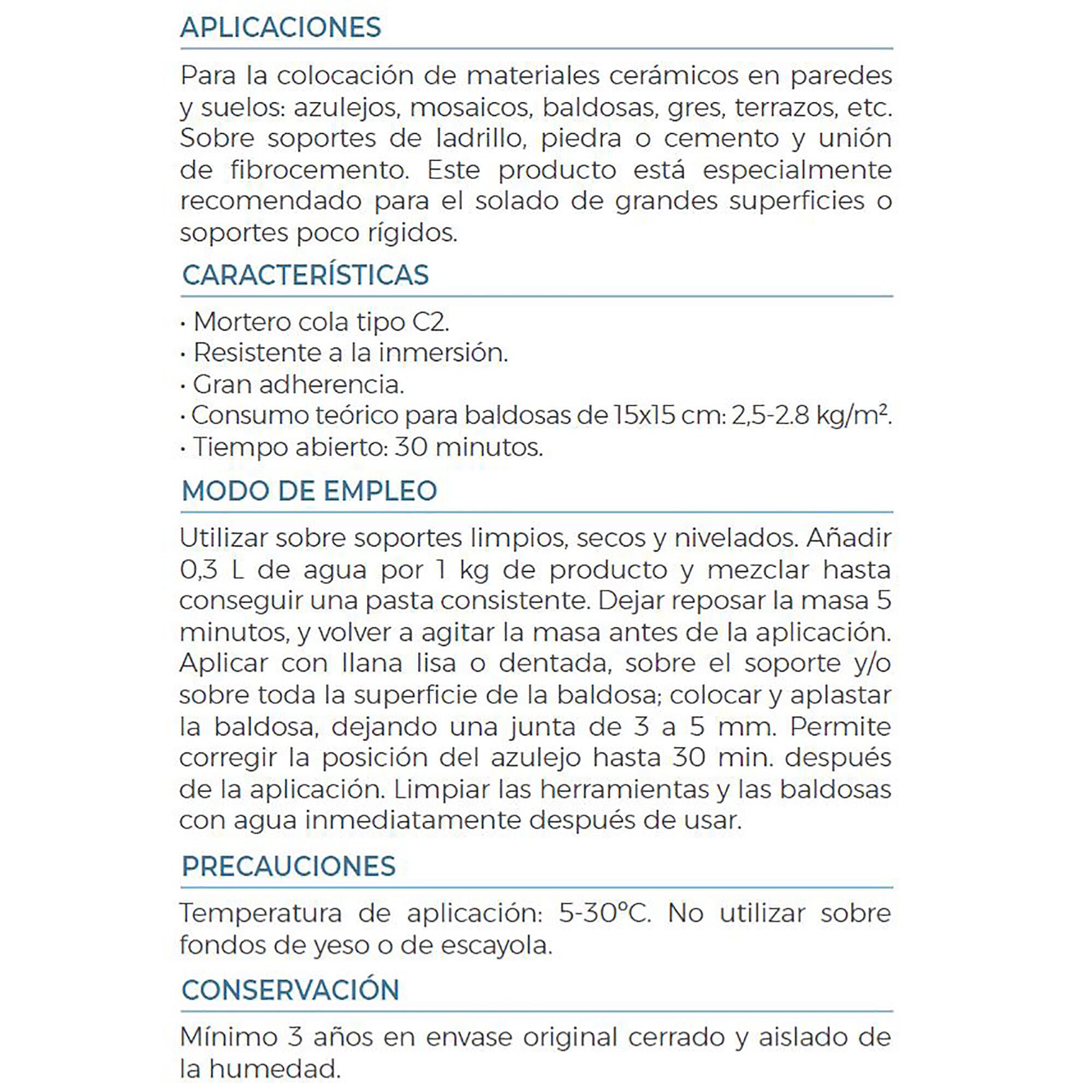 Cemento cola extra en polvo BEISSIER 6kg - 3