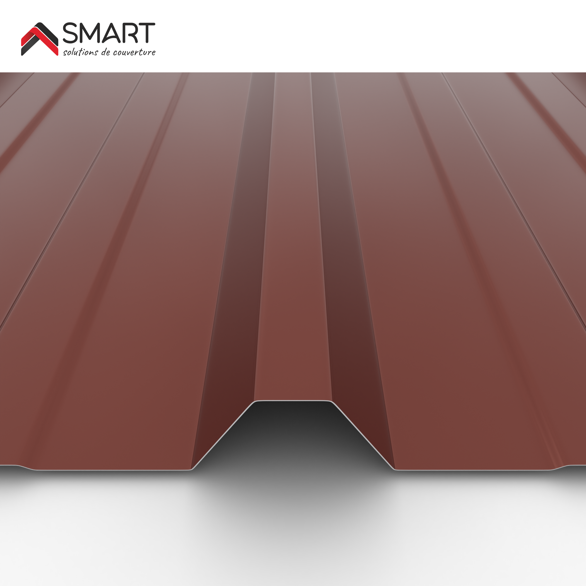 Plaque de couverture, nervuré rouge, l.105 x L.300 cm, H.45 mm, Ep.0.63 mm - 5