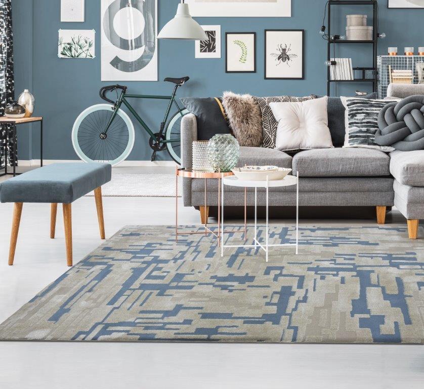 Tapete de interior Baeza 080x150 cm 383/004 bege e azul - 3