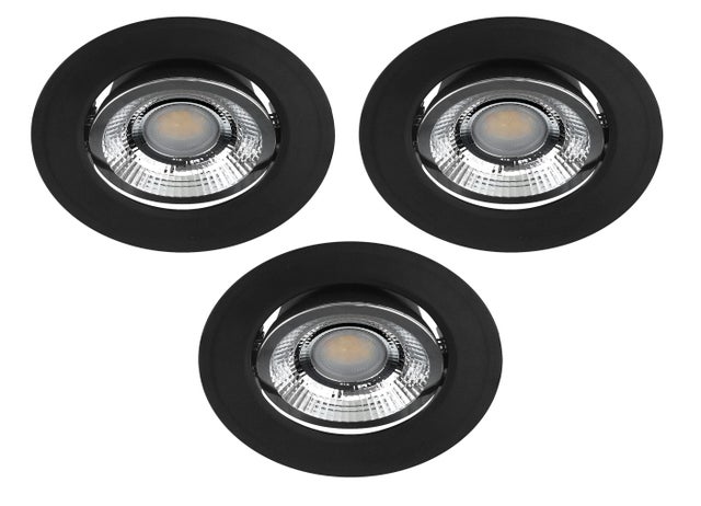 3 spots à encastrer LED Z4, D.8,7 cm variation blancs / intensité rond noir ARIC