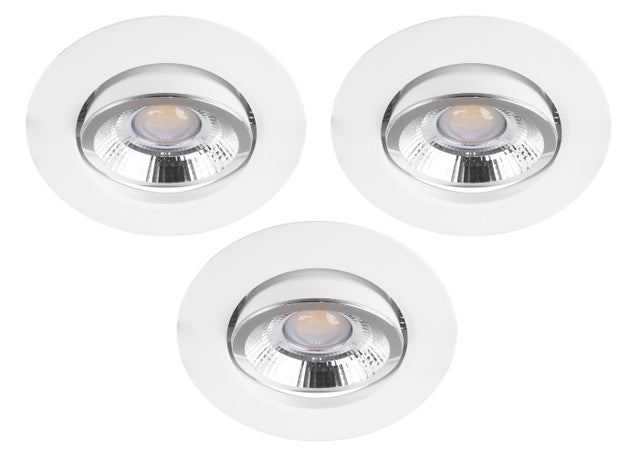 3 spots encastrés LED Z4, D.8,7 cm variation blancs / intensité rond blanc ARIC
