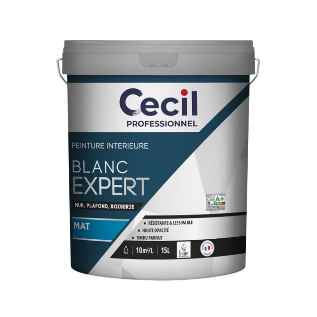 Peinture intérieure mur et plafond blanc mat 15 L - CECIL PRO EXPERT