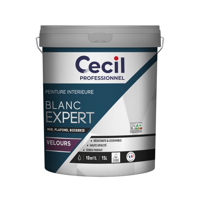 Peinture intérieure mur et plafond blanc velours 15 L - CECIL PRO EXPERT