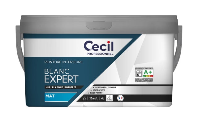 Peinture intérieure mur et plafond blanc mat 4 L - CECIL PRO EXPERT