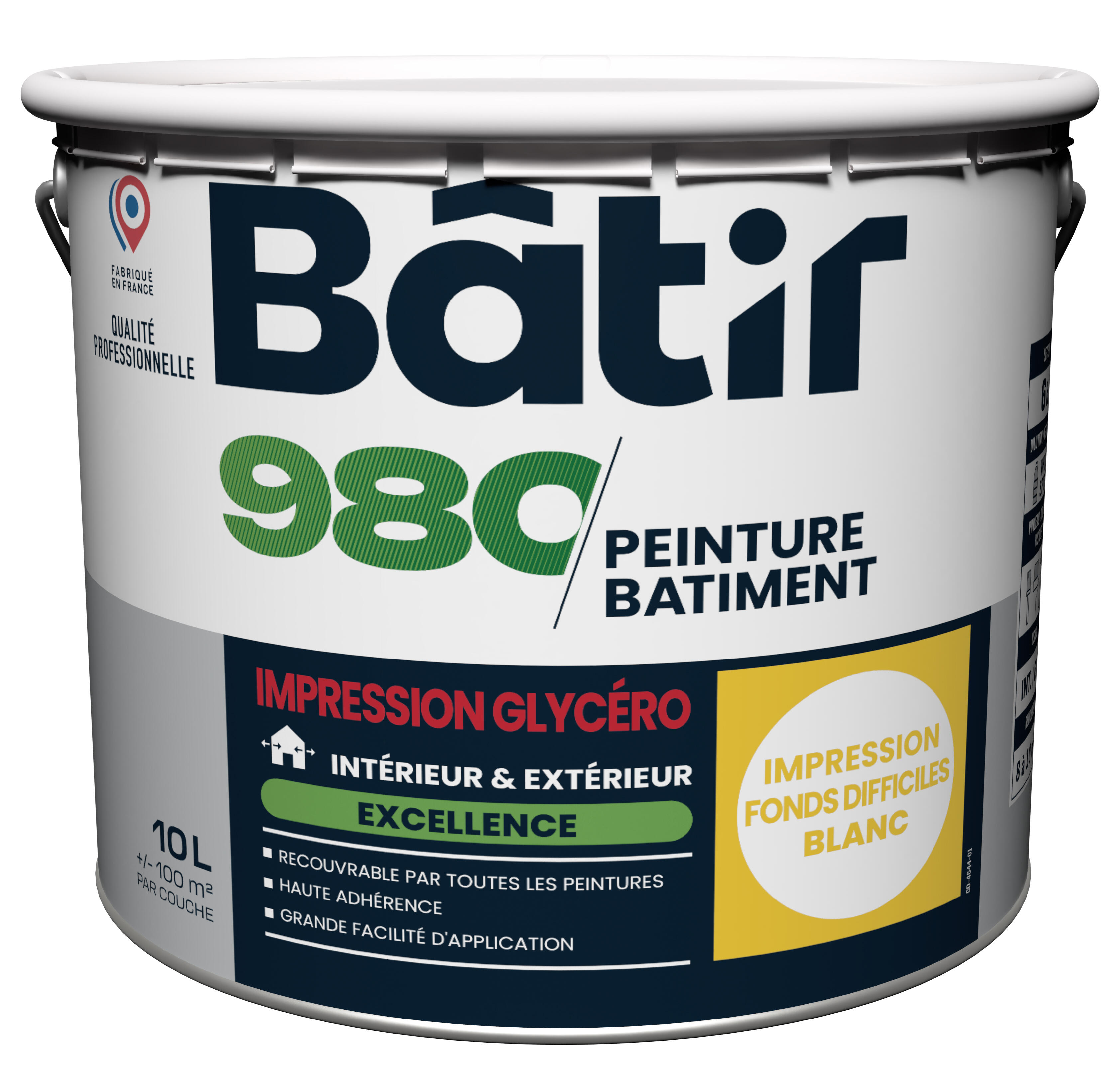 Sous-couche fonds difficiles blanc glycéro 10 L - BATIR 980