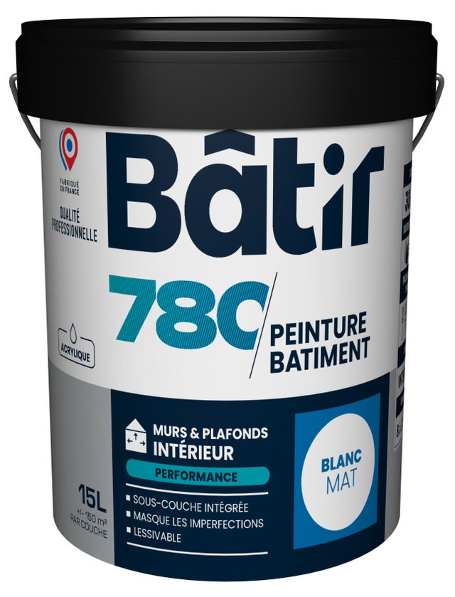 Peinture intérieure mur et plafond blanc mat 15 L - BATIR 780