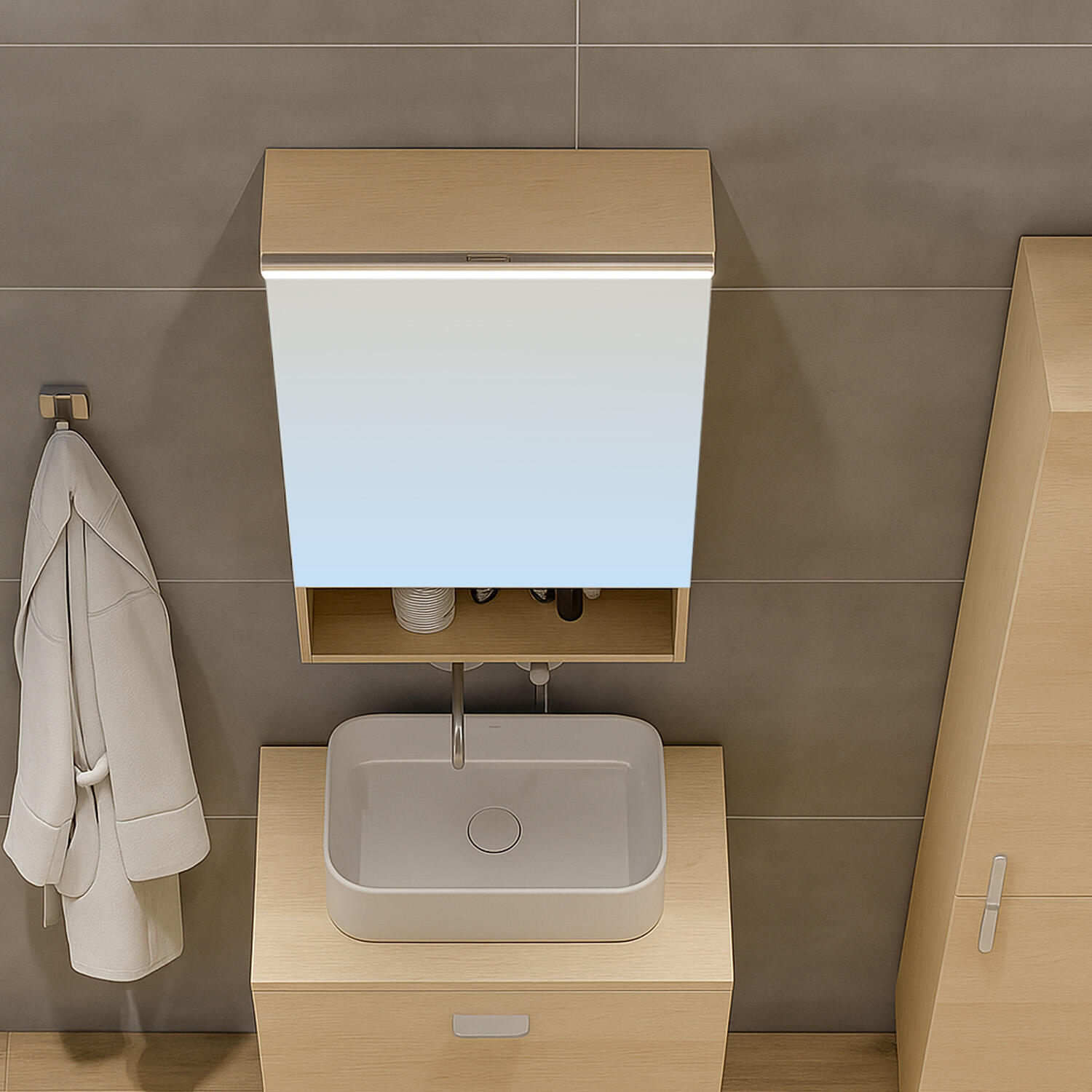 Armário com espelho SENSEA EASY 50X14X70CM OAK - 3