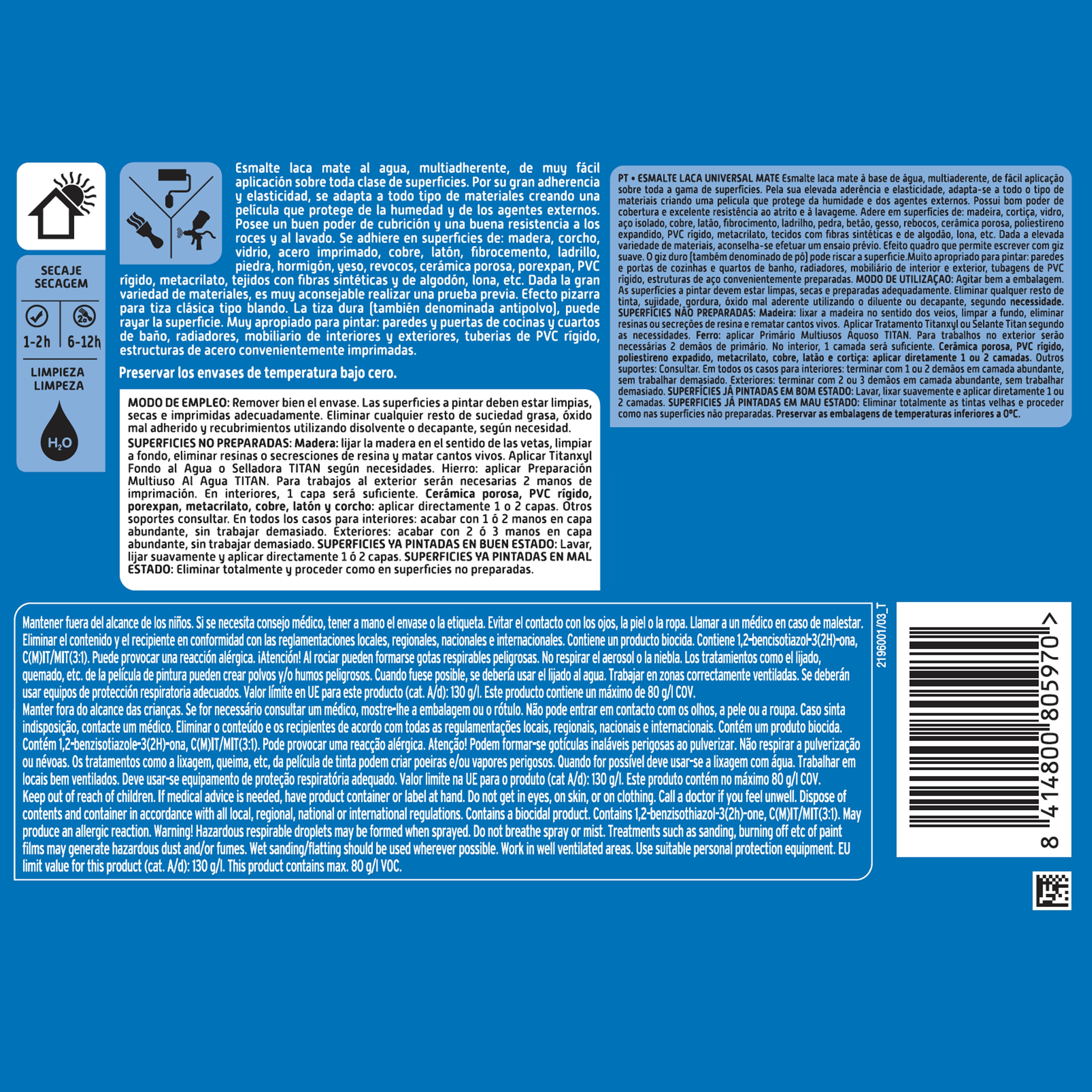 ESMALTE ACRILICO MATE  MULTIADHERENTE UNILAK 750ML BLANCO - 3