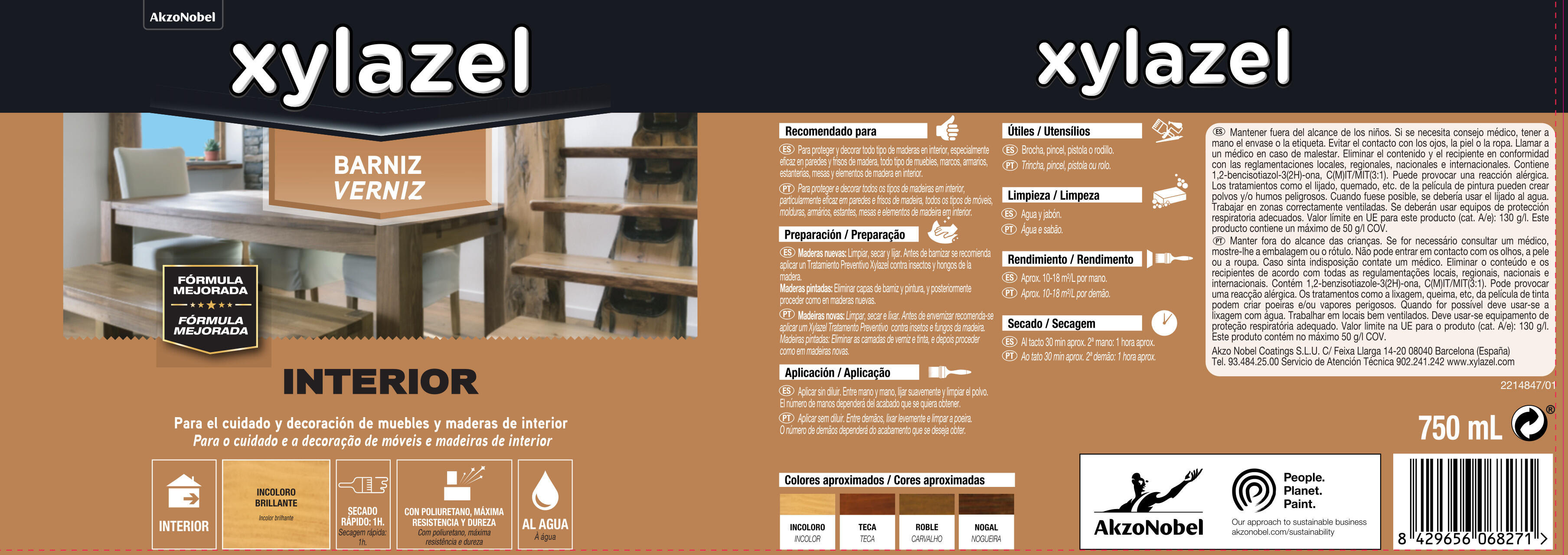 VERNIZ INTERIOR AQUOSO BRILHANTE XYLAZEL 750ML INCOLOR - 3