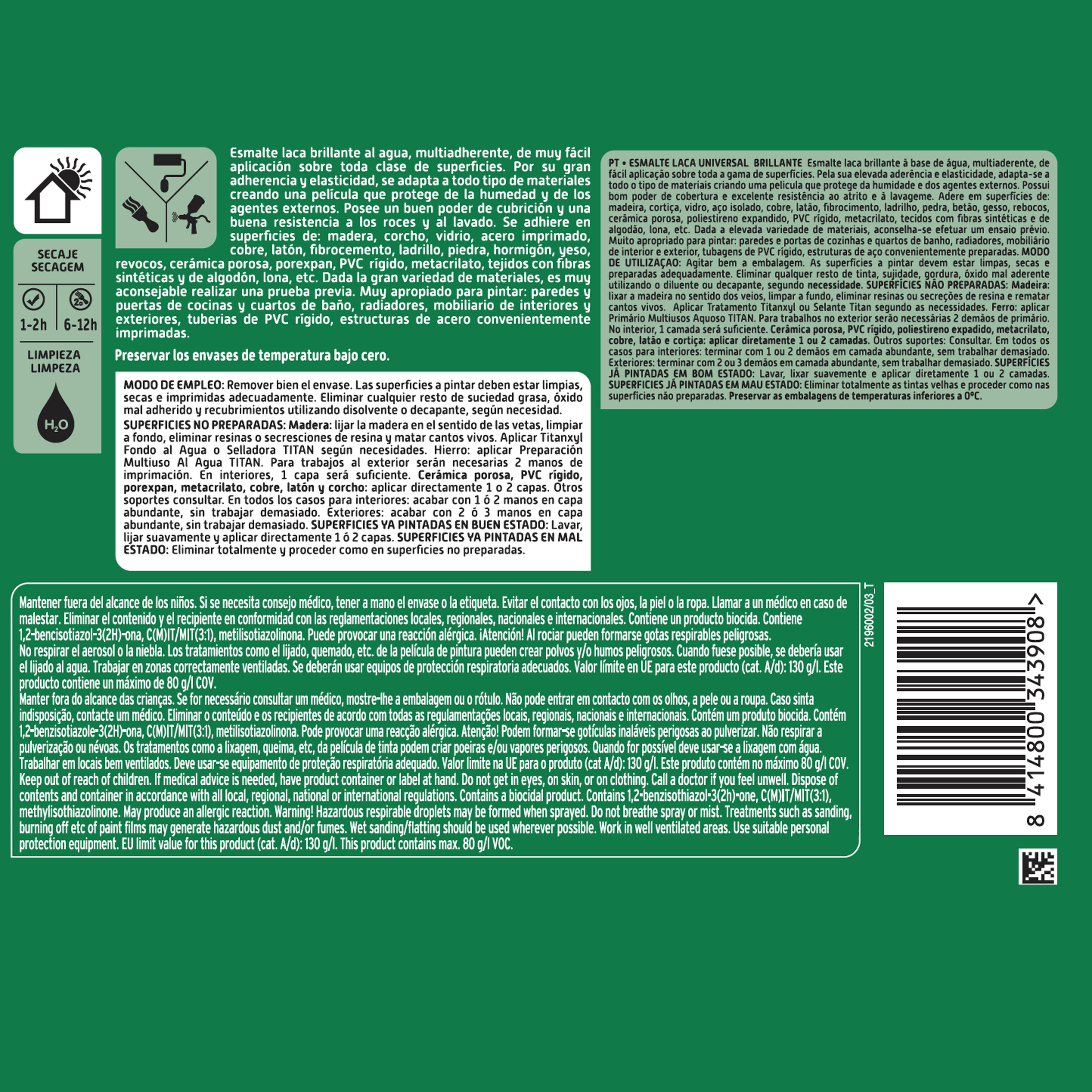 ESMALTE ACRILICO  BRILLANTE MULTIADHERENTE  UNILAK 4L BLANCO - 3