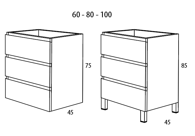 MUEBLE DE BAÑO MODULAR ATLANTIS BLANCO 3 CAJONES 60X45CM - 6