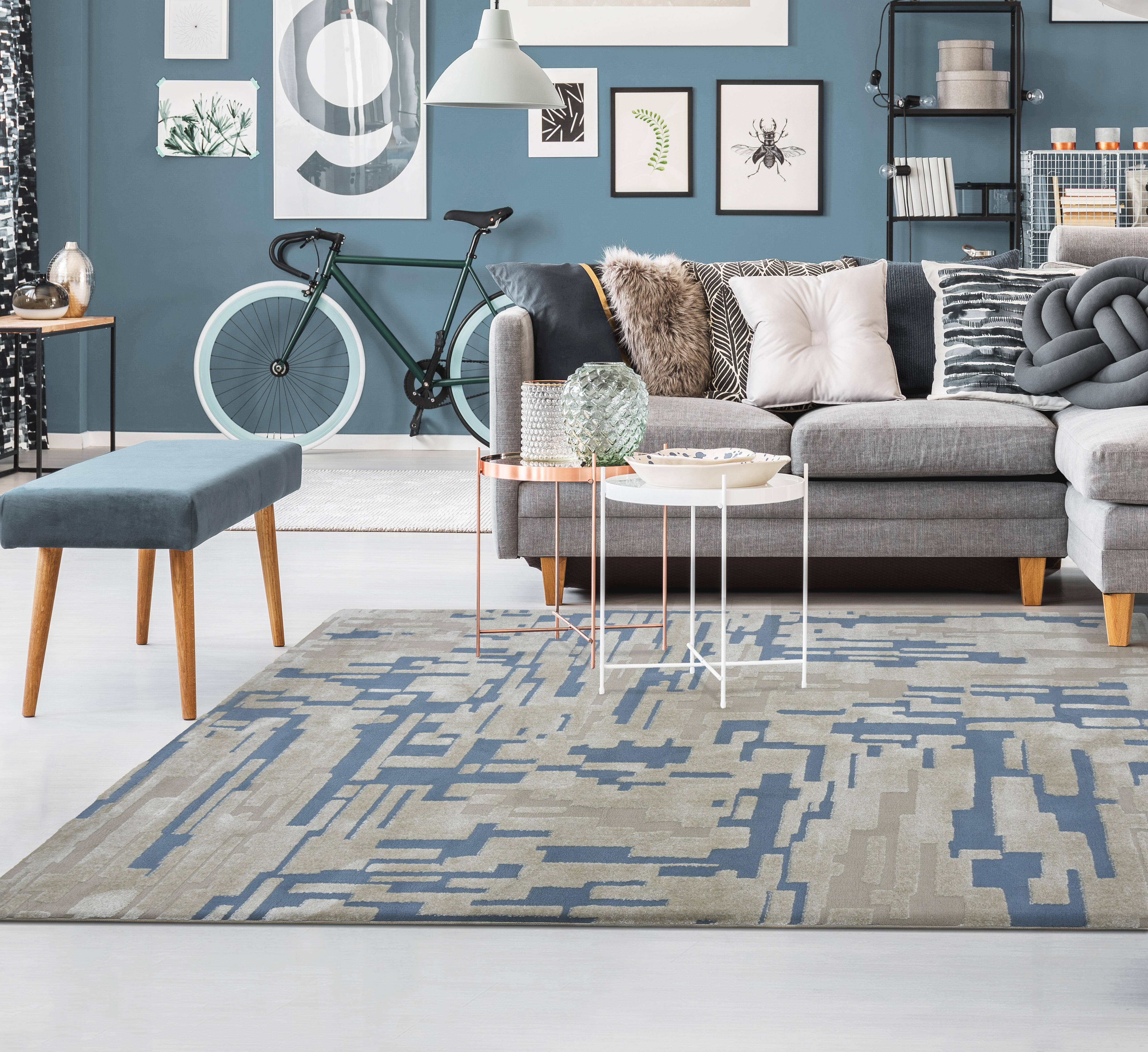 Tapete de interior Baeza 080x150 cm 383/004 bege e azul - 2