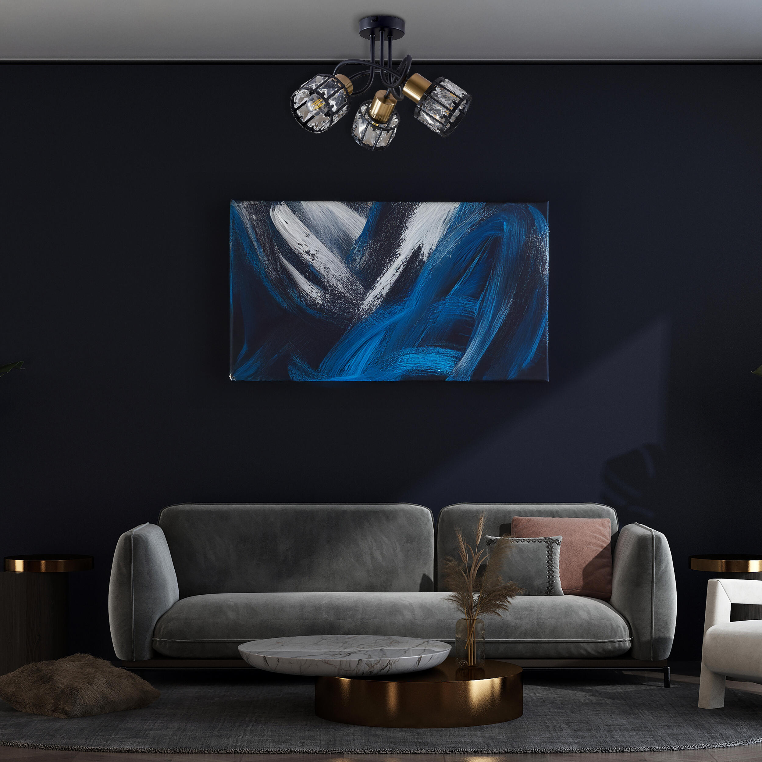 Lampa sufitowa Zahara czarno-złota 3 x E27 Goldlux - 2