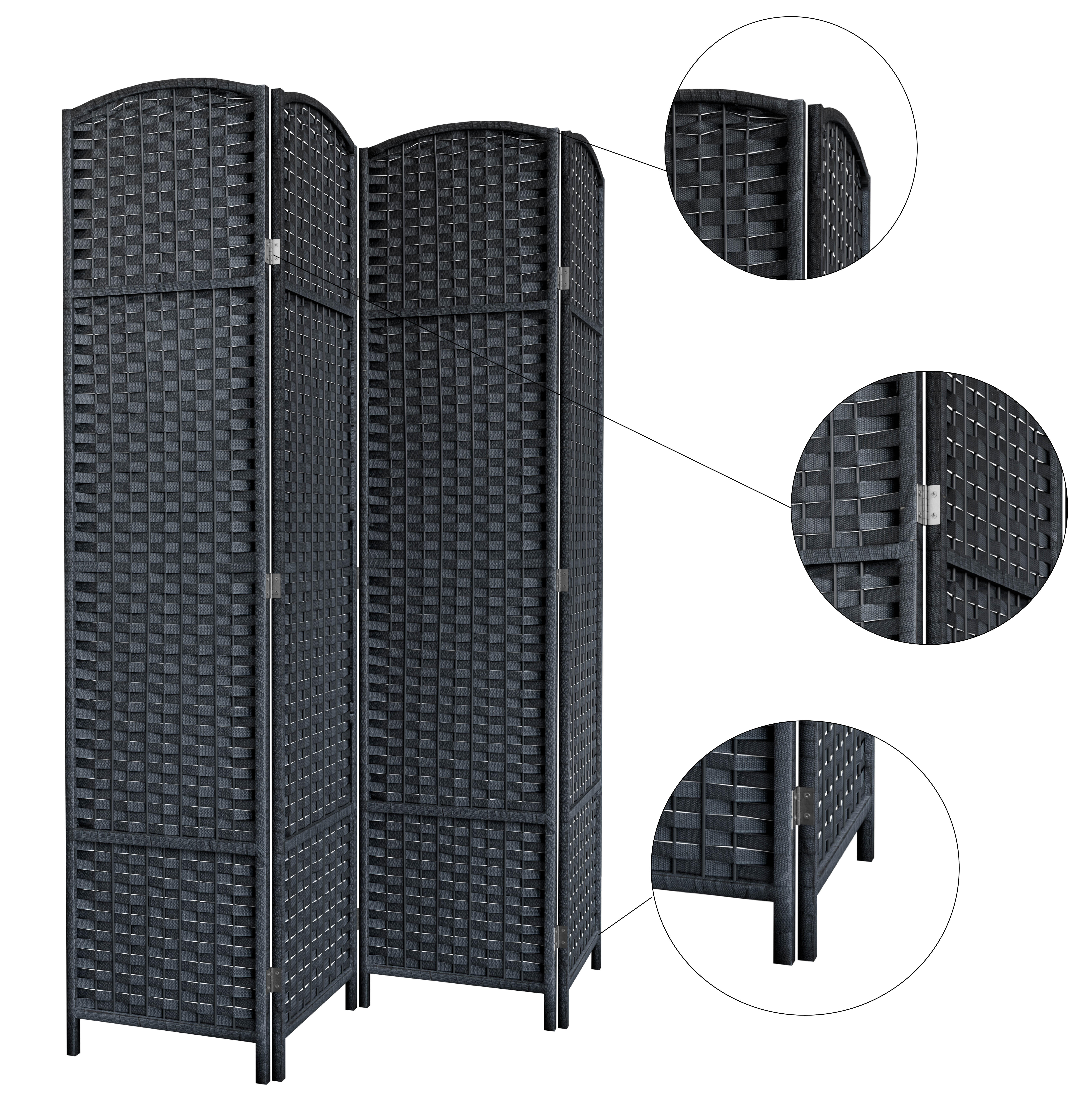 Parawan Dobrawa czarny 160x175 cm 4 panele Radex - 6