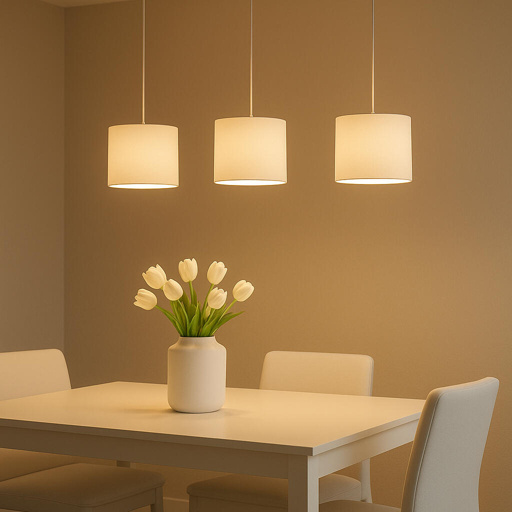 Lámpara de techo colgante algodón gris 3 luces E27 Surrey altura regulable 60 cm - 10