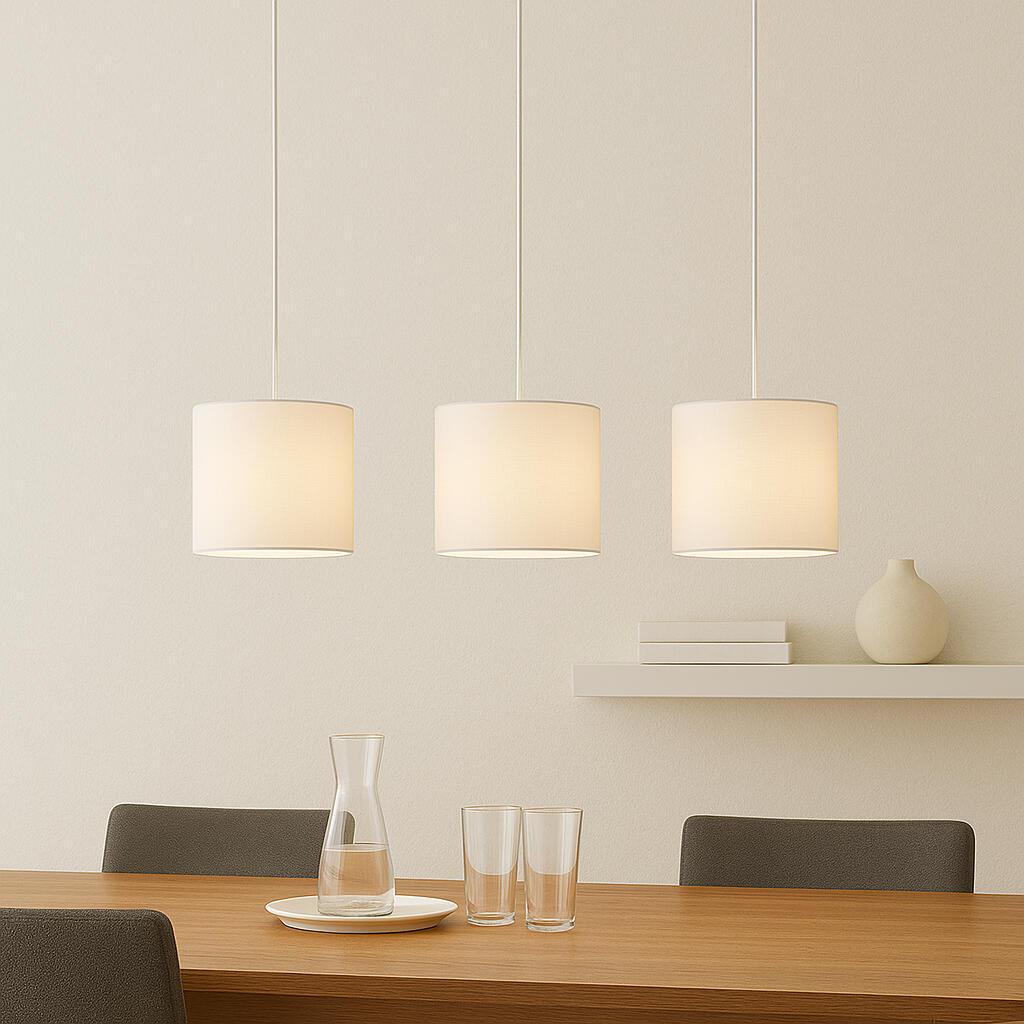 Lámpara de techo colgante algodón gris 3 luces E27 Surrey altura regulable 60 cm - 8