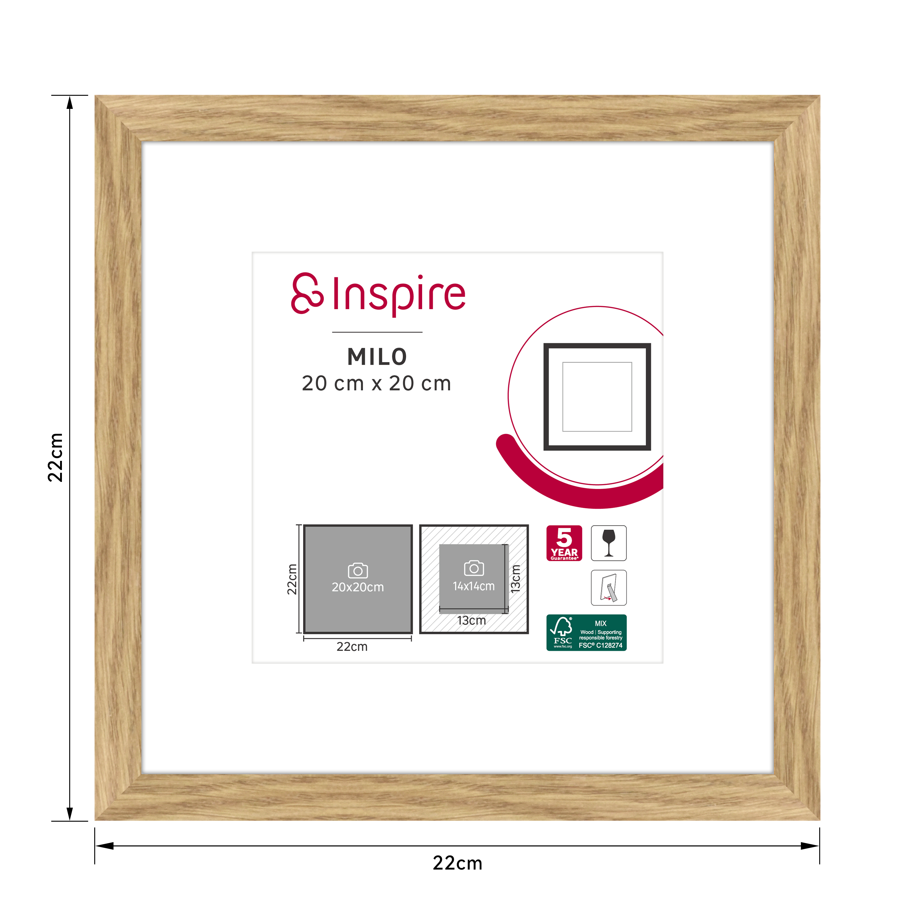 Marco con Passepartout Milo roble INSPIRE 20x20cm - 3