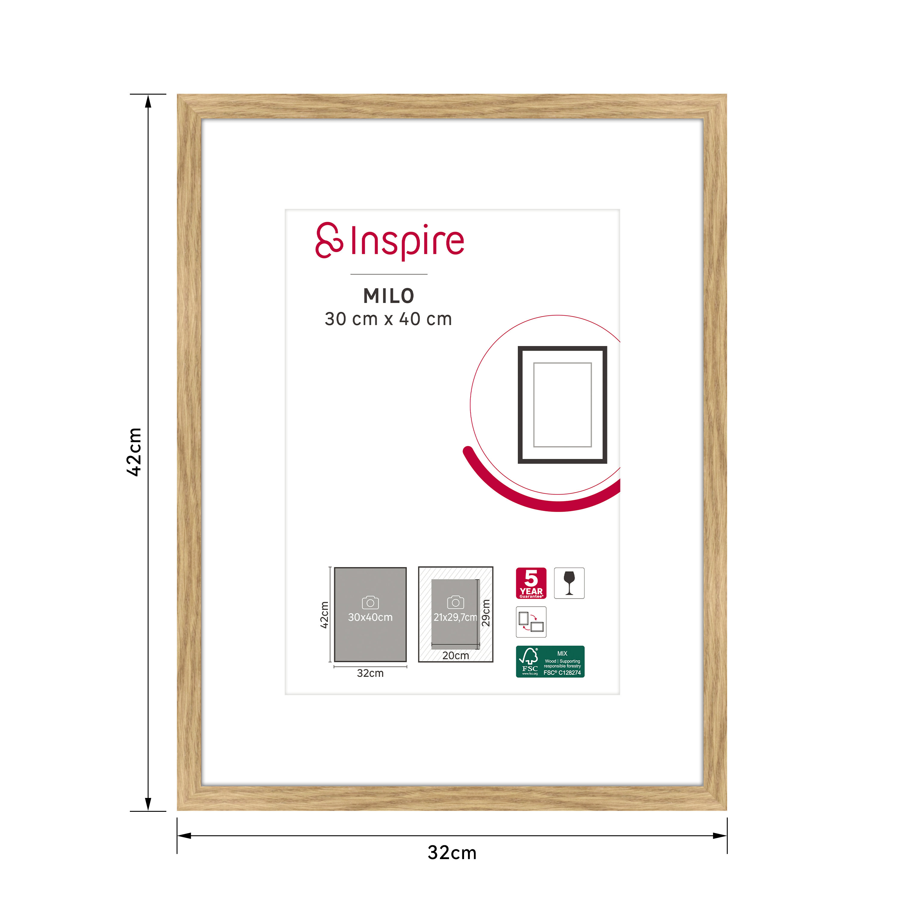 Moldura 30x40cm milo oak castanho inspire - 7