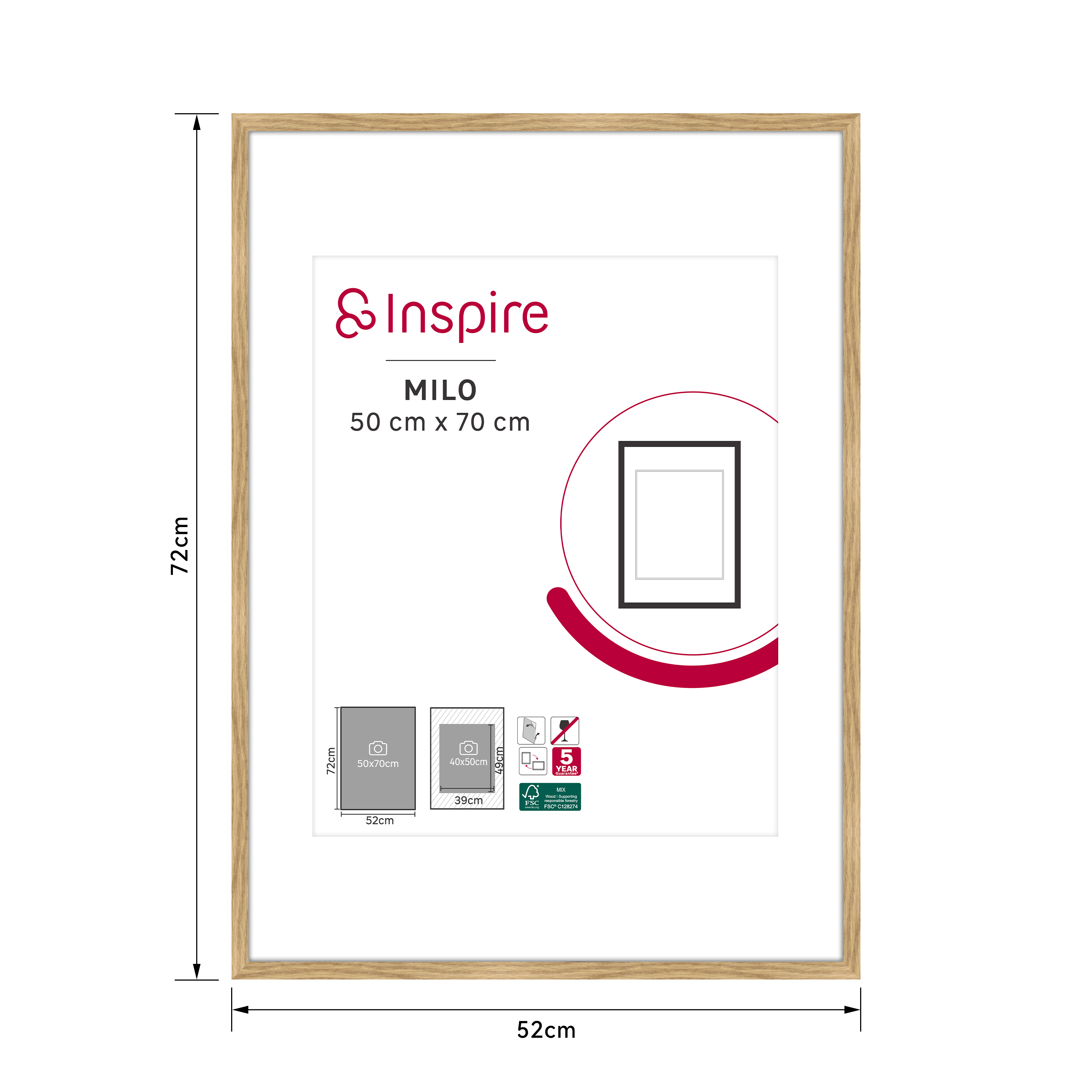 Marco con Passepartout Milo  roble INSPIRE 50x70cm - 3