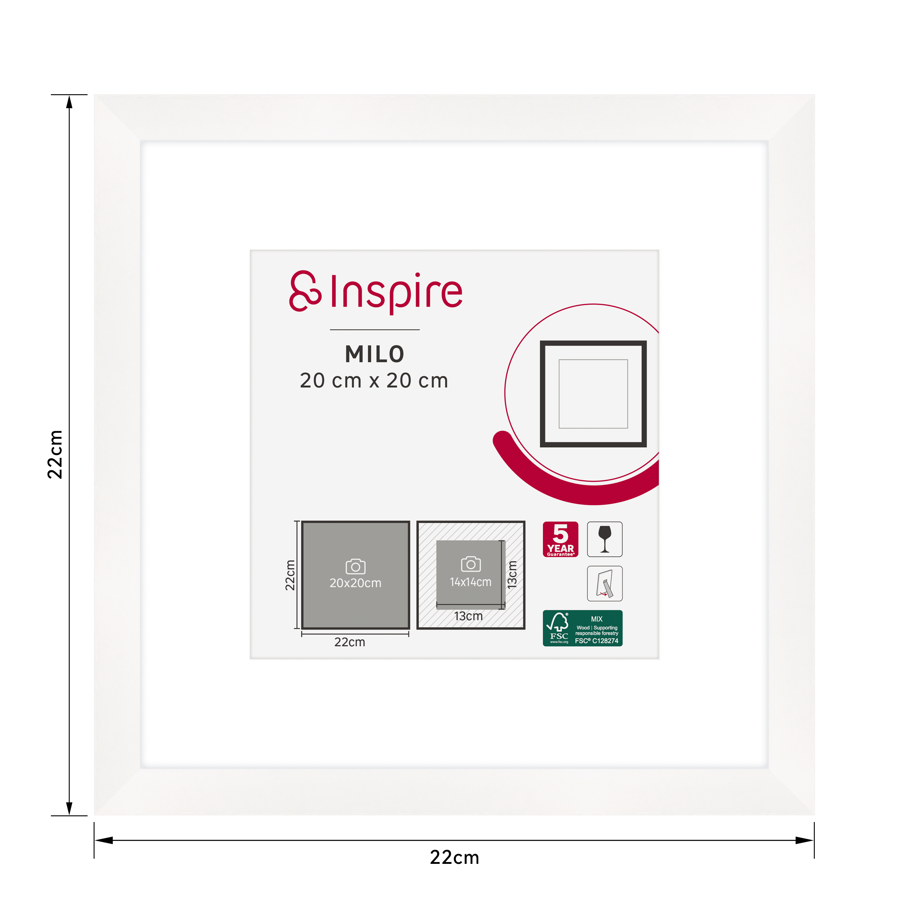 Marco con Passepartout Milo blanco INSPIRE 20x20cm - 3