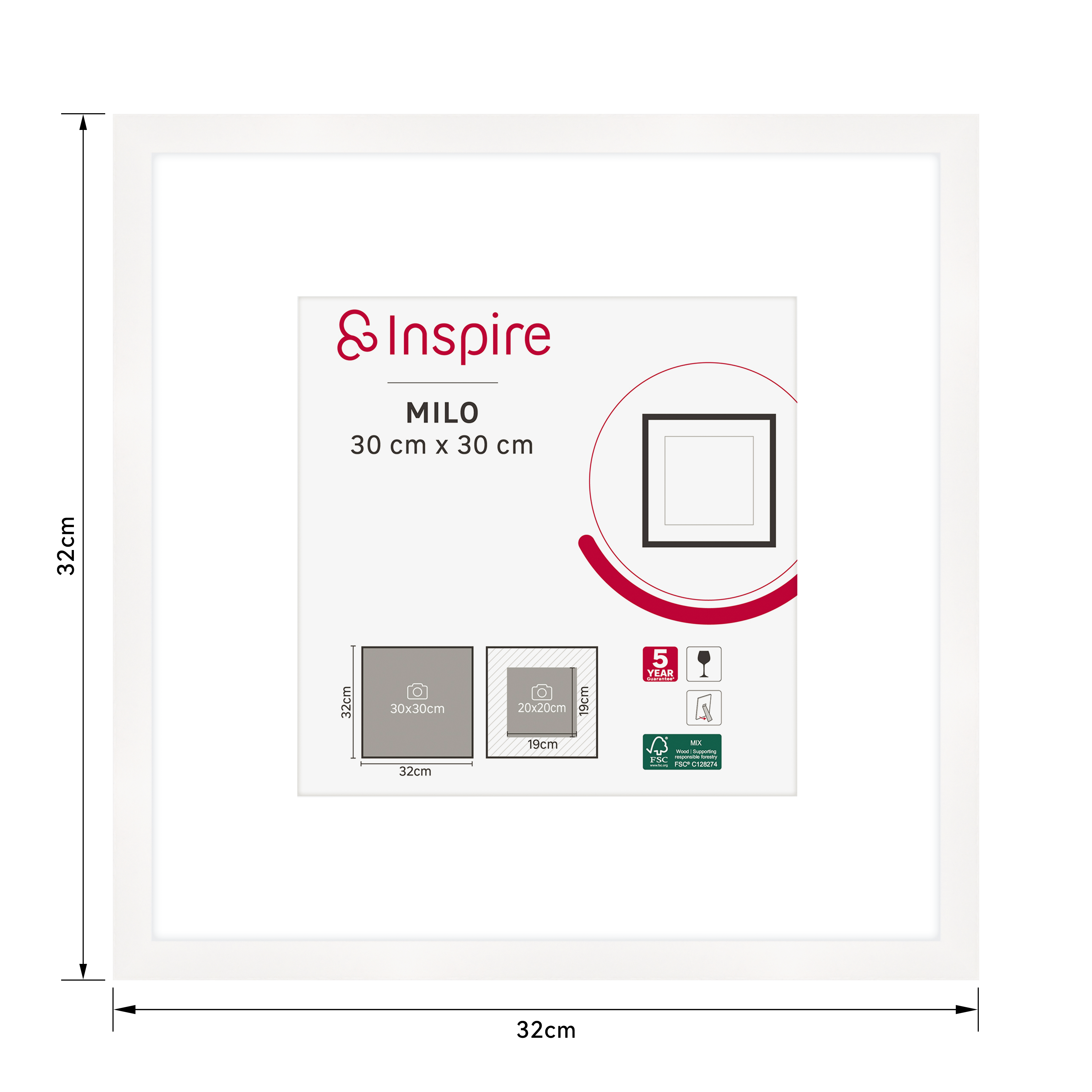 Marco con Passepartout Milo blanco INSPIRE 30x30cm - 2