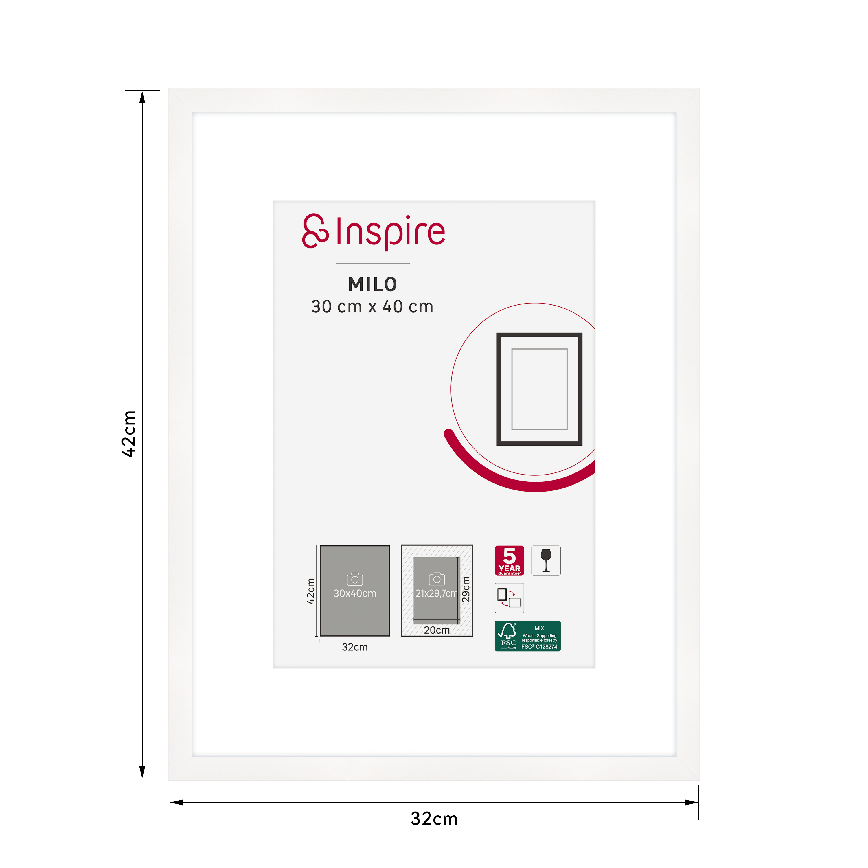 Cadre Milo, 30 x 40 cm blanc, INSPIRE - 3