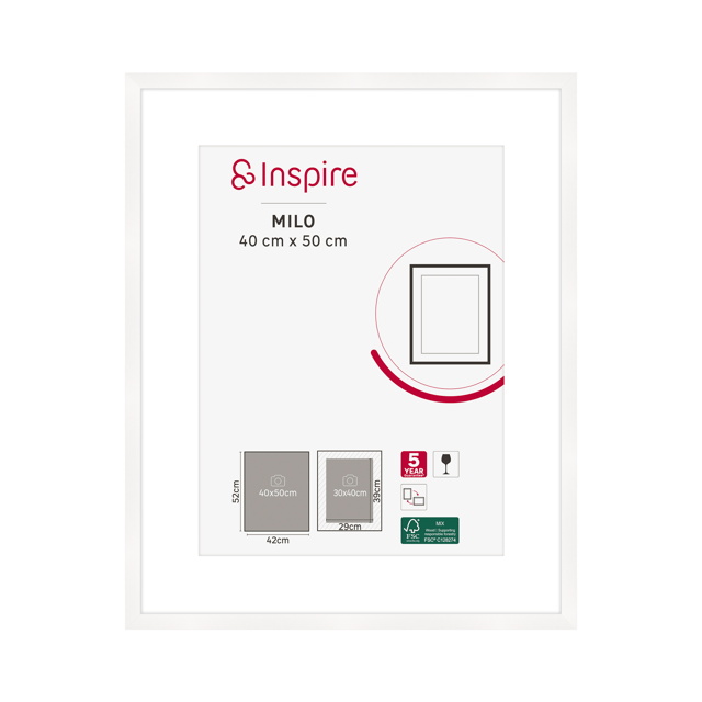 Cadre Milo, 40 x 50 cm blanc, INSPIRE